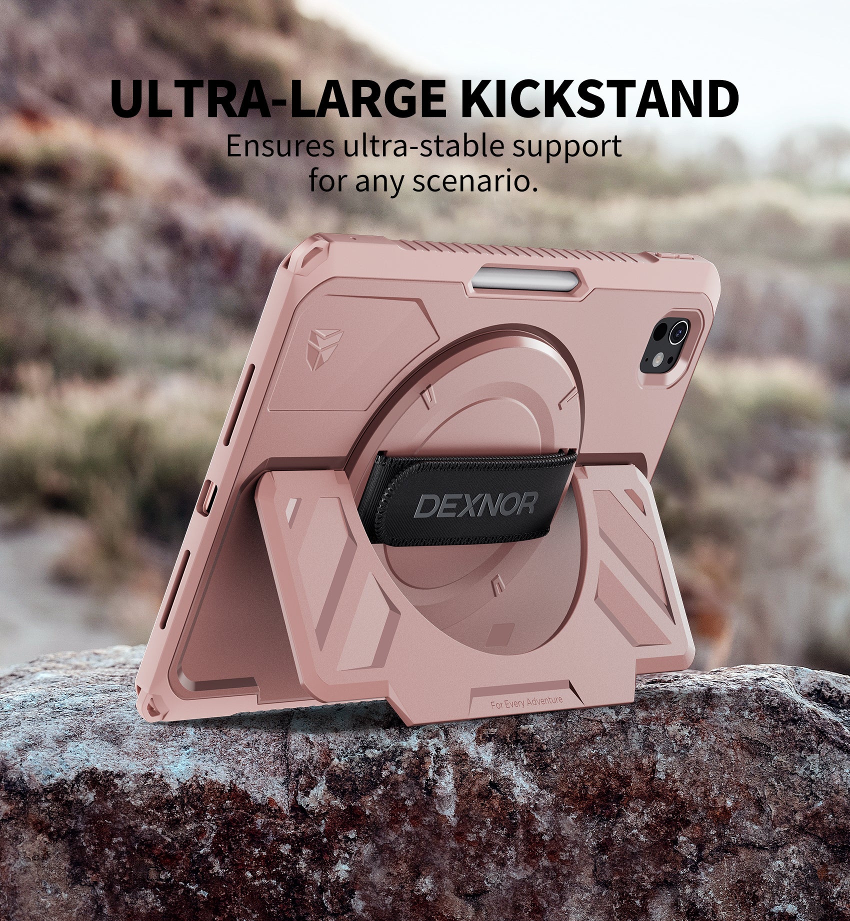 Dexnor Tablet Case for iPad Pro 11 inch M5 2025/M4 2024, Rugged with 360° Rotating Hand Strap Screen Protector Pencil Holder Shockproof Full-Body Cover