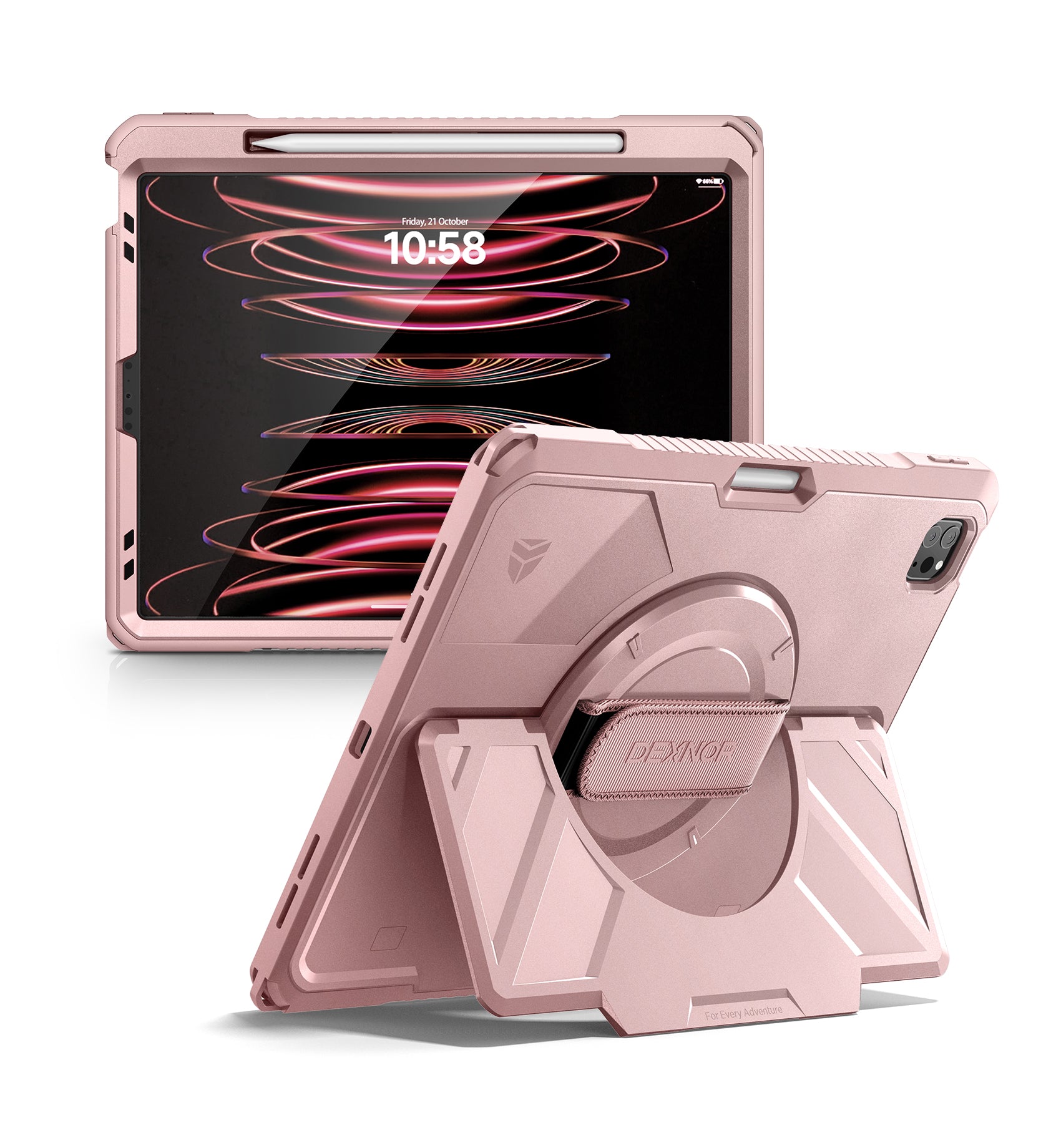 Dexnor Case for iPad Pro 12.9 inch 3rd Gen 2018 Rugged Protective with 360° Rotating Hand Strap Stand Screen Protector Pencil Holder Shockproof Cover