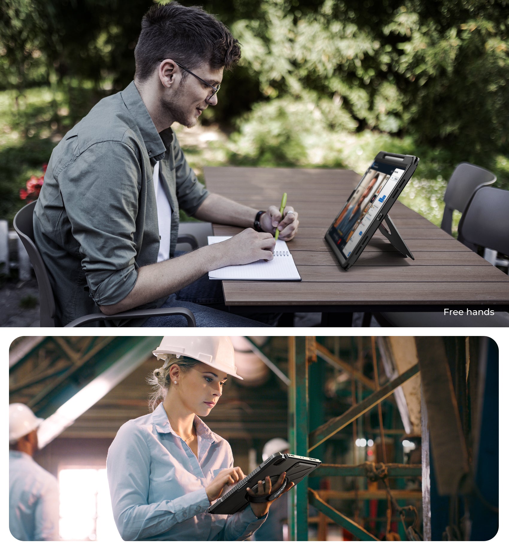 Dexnor Case for iPad Pro 12.9 inch 5th Gen 2021 Rugged Protective with 360° Rotating Hand Strap Stand Screen Protector Pencil Holder Shockproof Cover