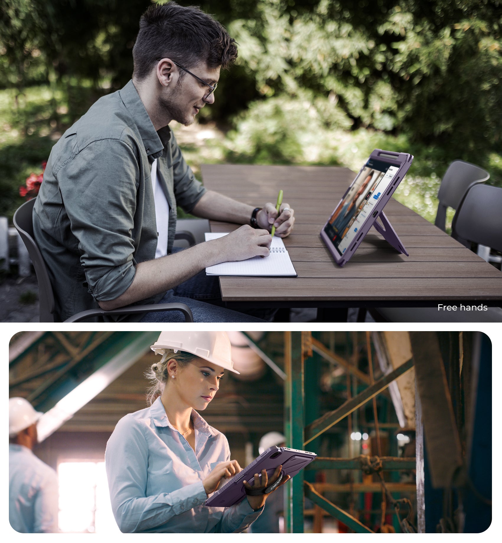 Dexnor Case for iPad Pro 12.9 inch 5th Gen 2021 Rugged Protective with 360° Rotating Hand Strap Stand Screen Protector Pencil Holder Shockproof Cover