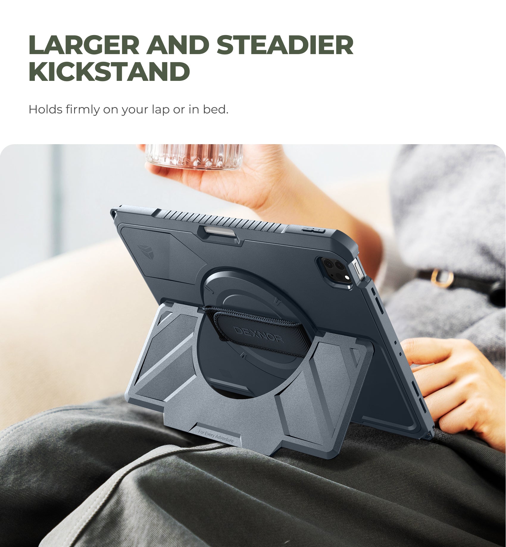 Dexnor Case for iPad Pro 12.9 inch 6th Gen 2022 Rugged Protective with 360° Rotating Hand Strap Stand Screen Protector Pencil Holder Shockproof Cover