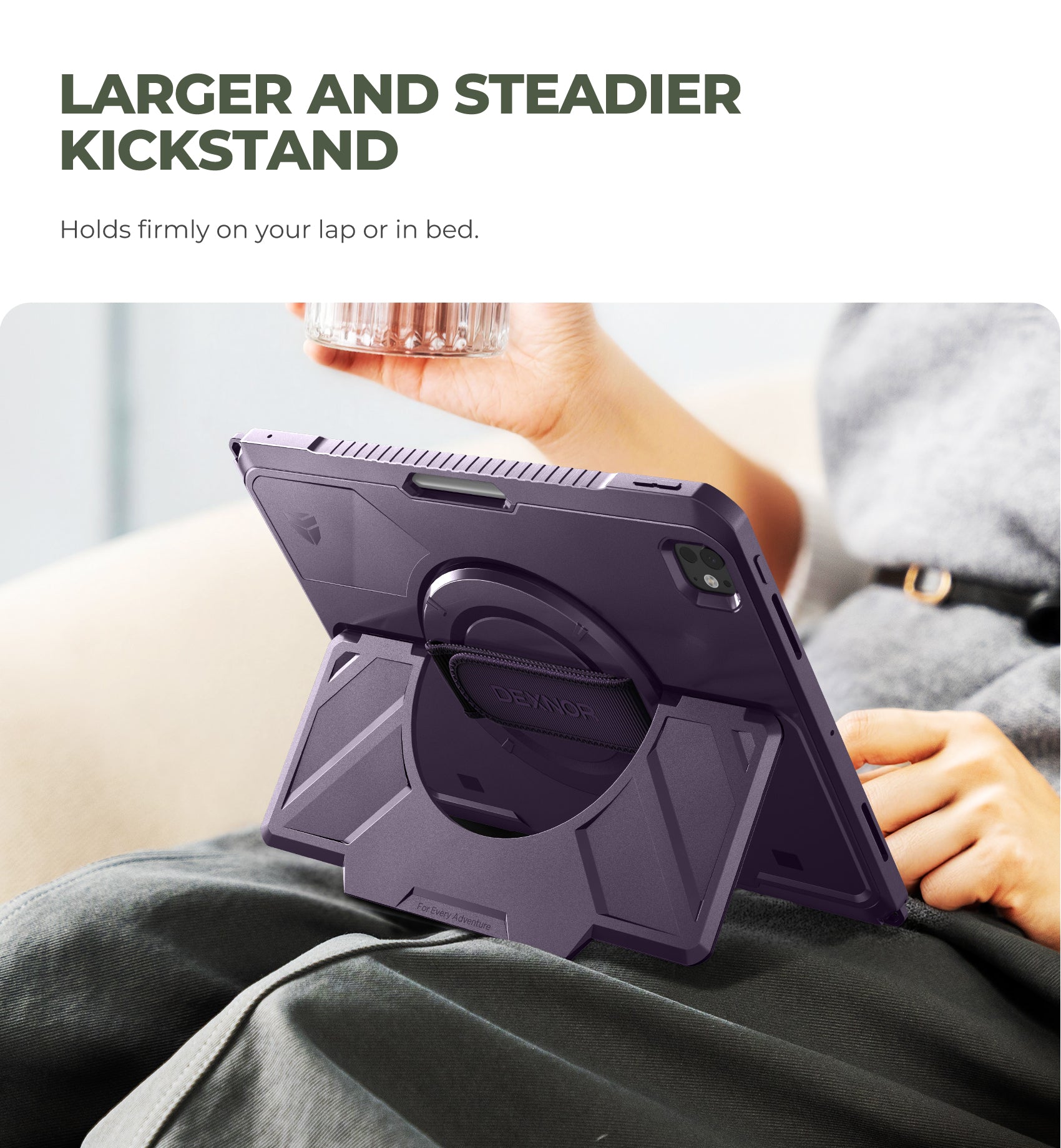 Dexnor Case for iPad Pro 13 inch M4 2024 Rugged Protective with 360° Rotating Hand Strap Large Steady Stand Screen Protector Pencil Holder Shockproof Full-Body Bumper Cover