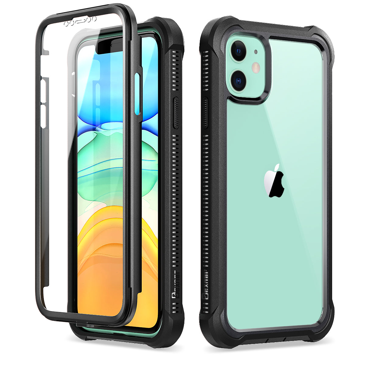 Dexnor Case for iPhone 11 with Screen Protector Clear Rugged 360 Full Body Protective Shockproof Hard Back Defender Dual Layer Heavy Duty Bumper Cover