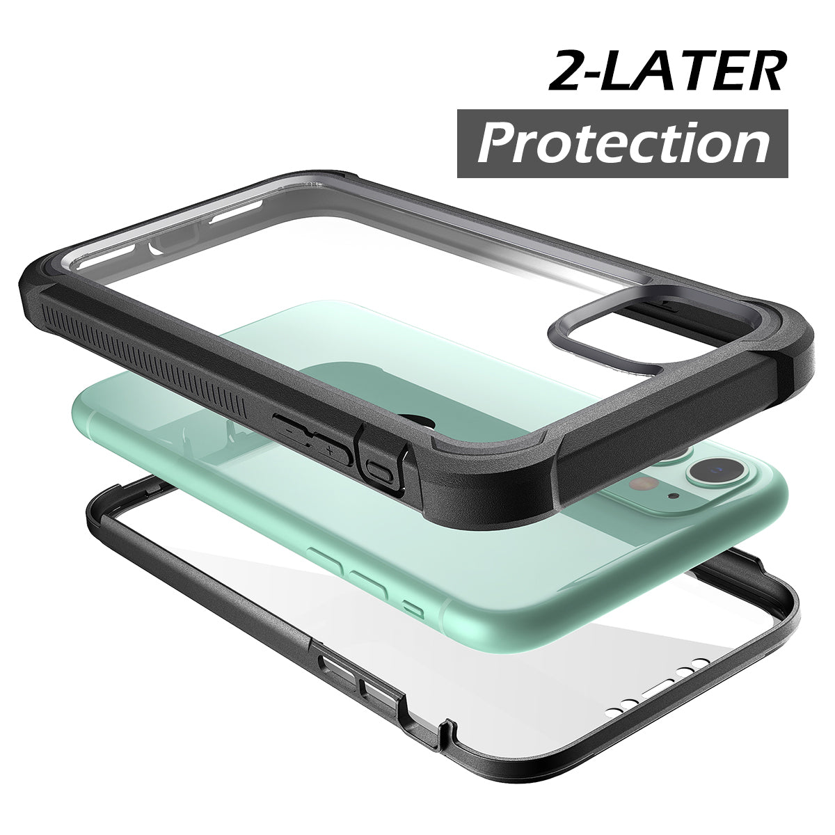 Dexnor Case for iPhone 11 with Screen Protector Clear Rugged 360 Full Body Protective Shockproof Hard Back Defender Dual Layer Heavy Duty Bumper Cover