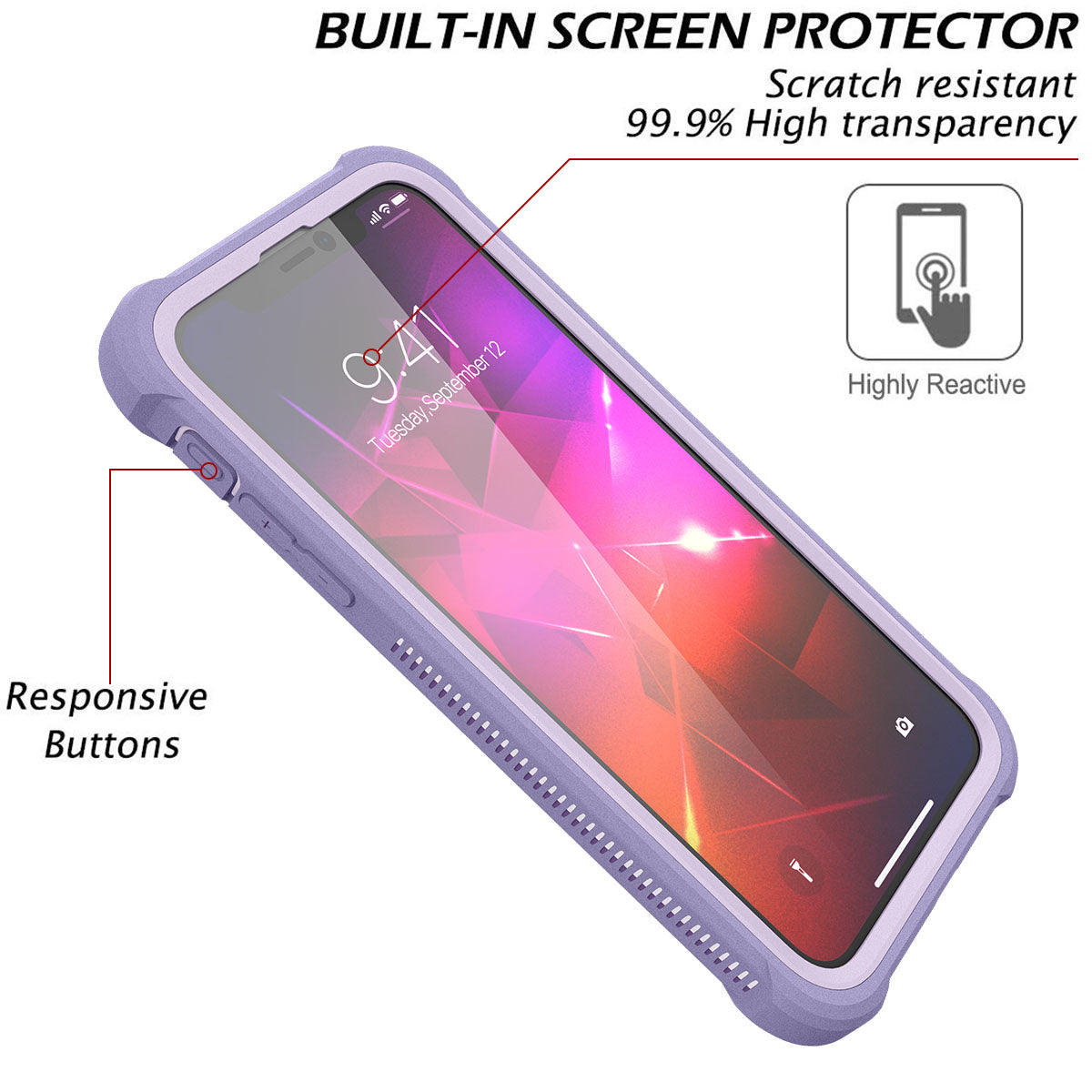 Dexnor Case for iPhone 11 with Screen Protector Clear Rugged 360 Full Body Protective Shockproof Hard Back Defender Dual Layer Heavy Duty Bumper Cover
