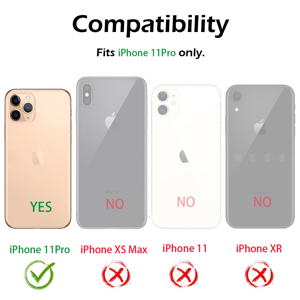 Dexnor for Case iPhone 11 Pro with Screen Protector Clear Rugged Full Body Protective Shockproof Hard Back Defender Dual Layer Heavy Duty Bumper Cover