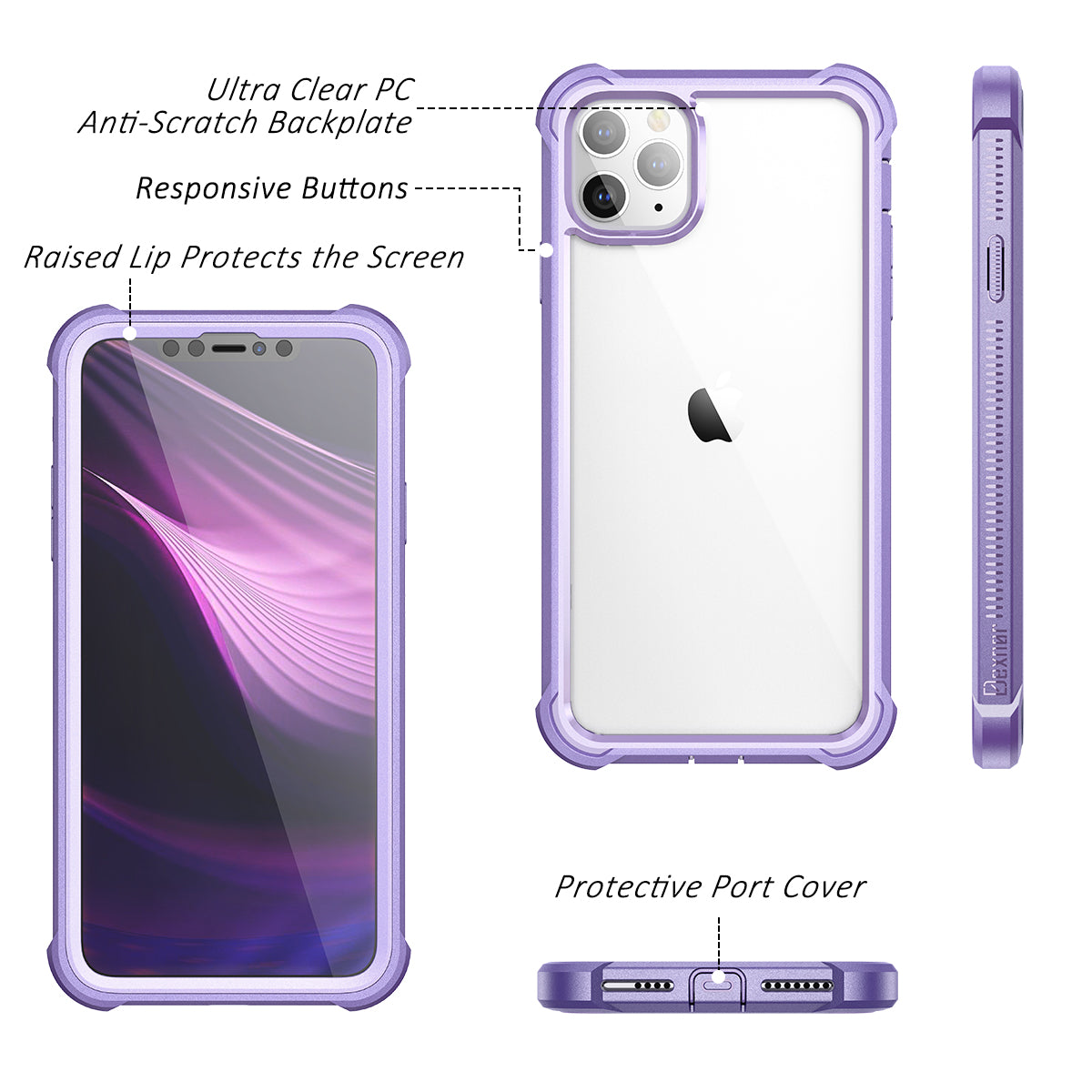 Dexnor for Case iPhone 11 Pro with Screen Protector Clear Rugged Full Body Protective Shockproof Hard Back Defender Dual Layer Heavy Duty Bumper Cover