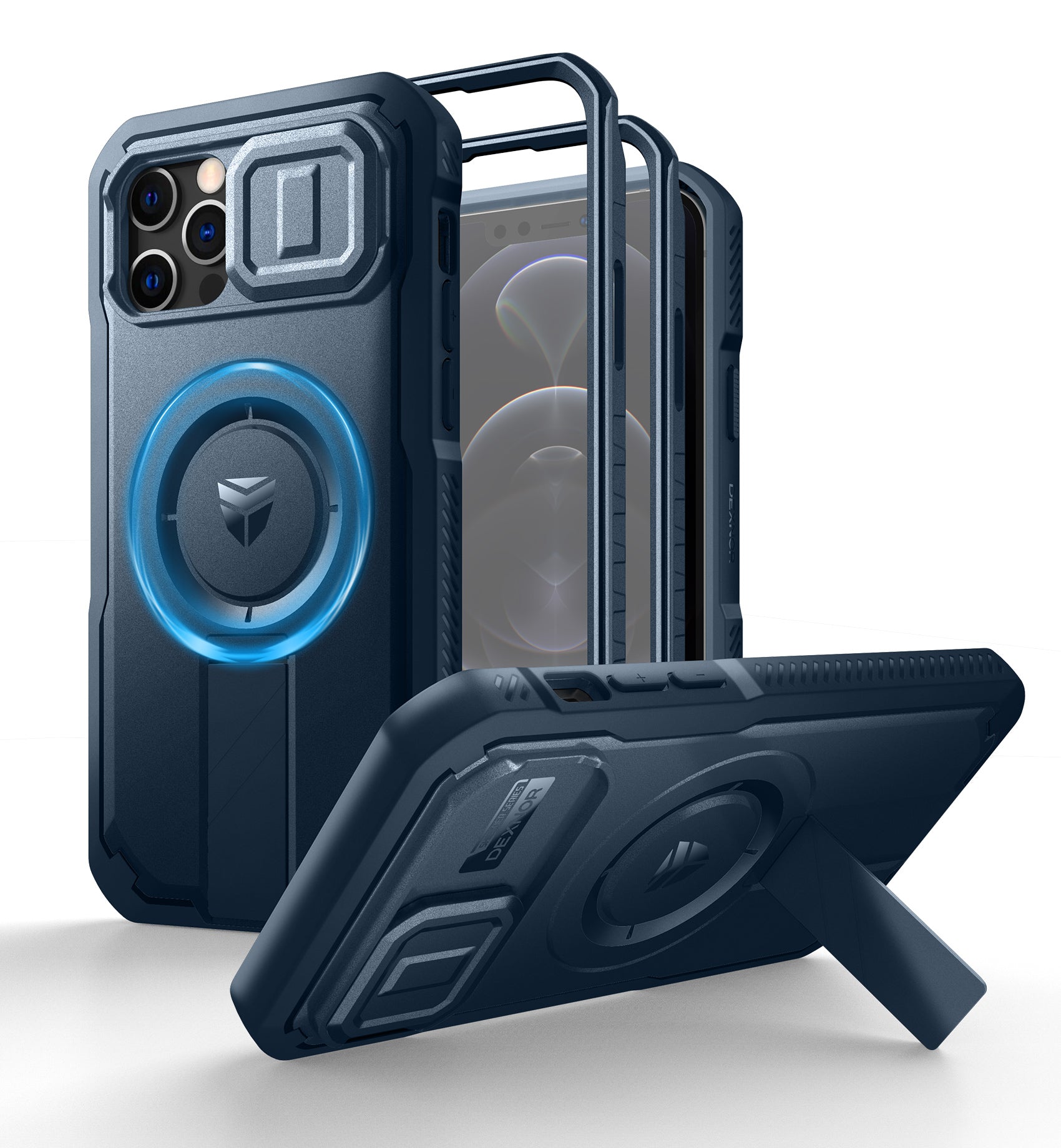 Dexnor Case for iPhone 12 with Slide Camera Cover Adjustable Kickstand Built in Screen Protector Magsafe Rugged Shockproof Bumper Heavy Duty Protective Cover