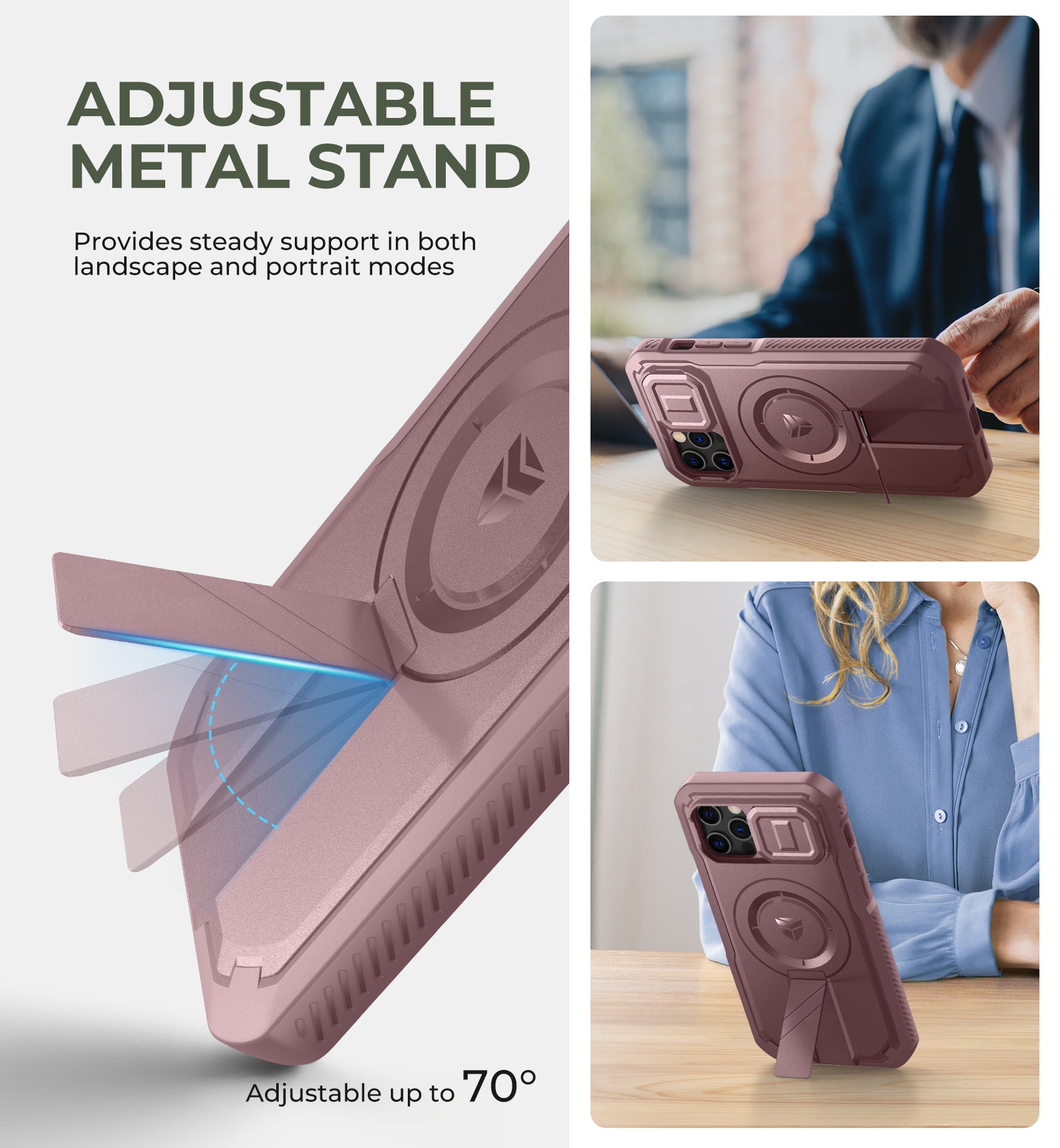 Dexnor Case for iPhone 12 with Slide Camera Cover Adjustable Kickstand Built in Screen Protector Magsafe Rugged Shockproof Bumper Heavy Duty Protective Cover