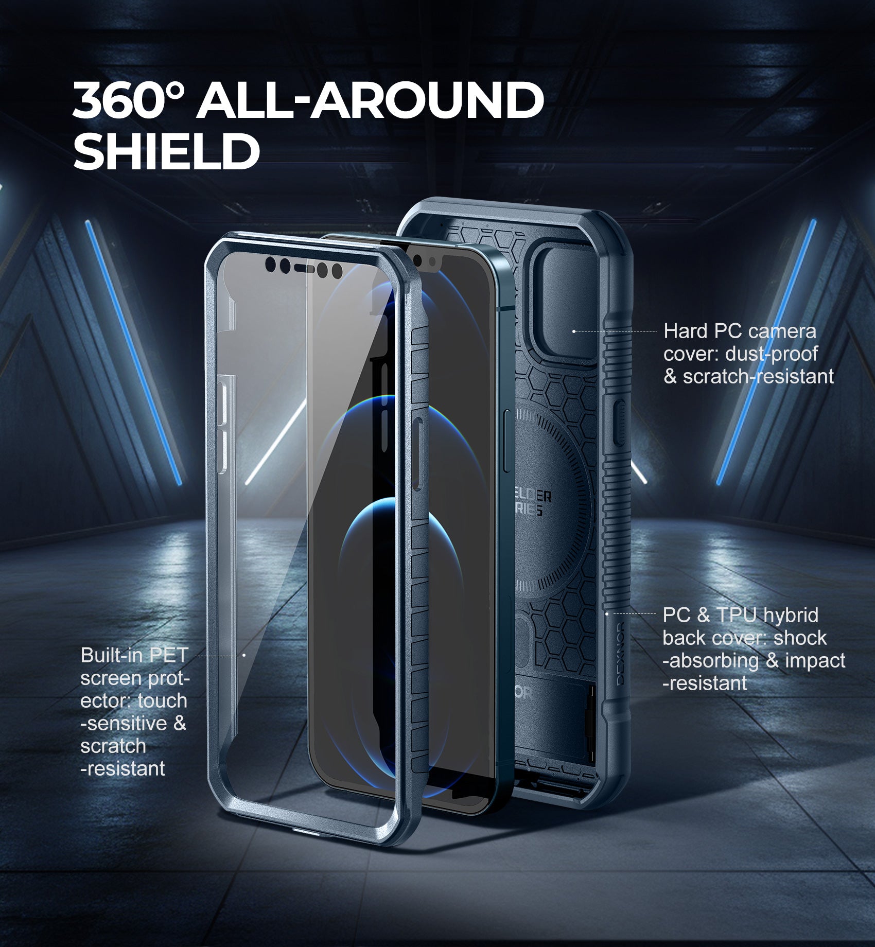 Dexnor Case for iPhone 12 Pro Max with Camera Cover Compatible with MagSafe Built-in Screen Protector Heavy-Duty Shockproof Full-Body Rugged Protective Magnetic Cover with Kickstand