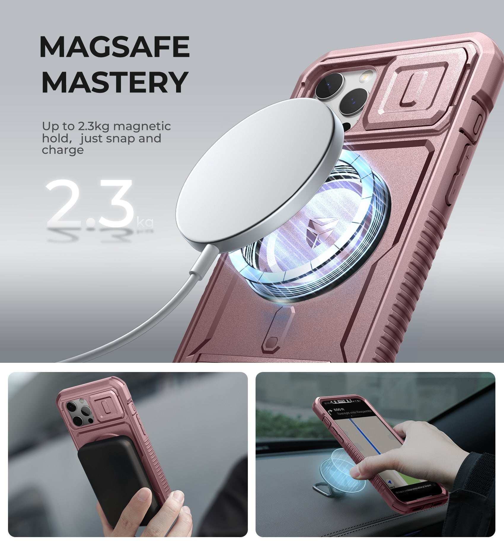 Dexnor Case for iPhone 12 Pro Max with Camera Cover Compatible with MagSafe Built-in Screen Protector Heavy-Duty Shockproof Full-Body Rugged Protective Magnetic Cover with Kickstand