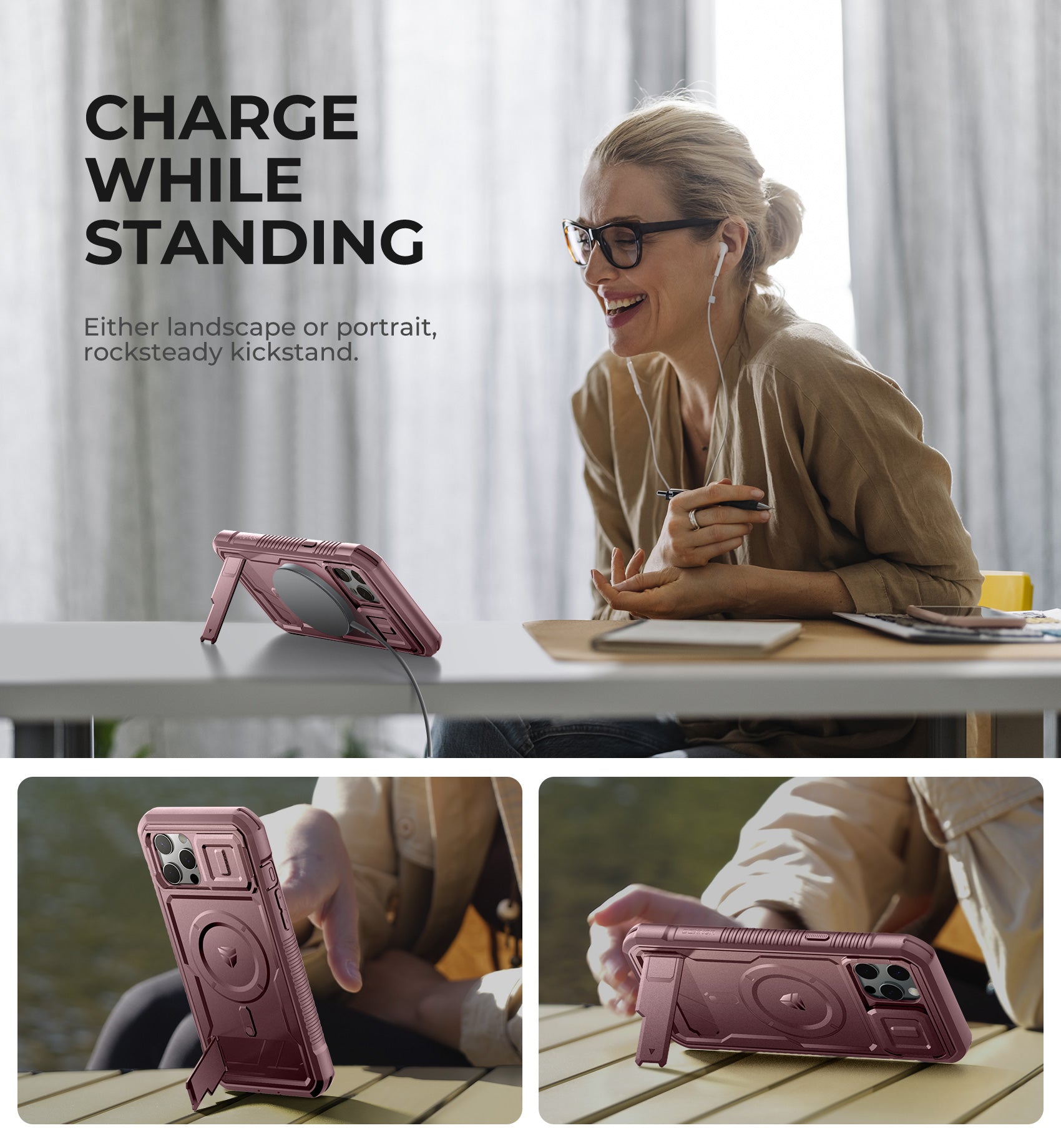 Dexnor Case for iPhone 12 Pro Max with Camera Cover Compatible with MagSafe Built-in Screen Protector Heavy-Duty Shockproof Full-Body Rugged Protective Magnetic Cover with Kickstand