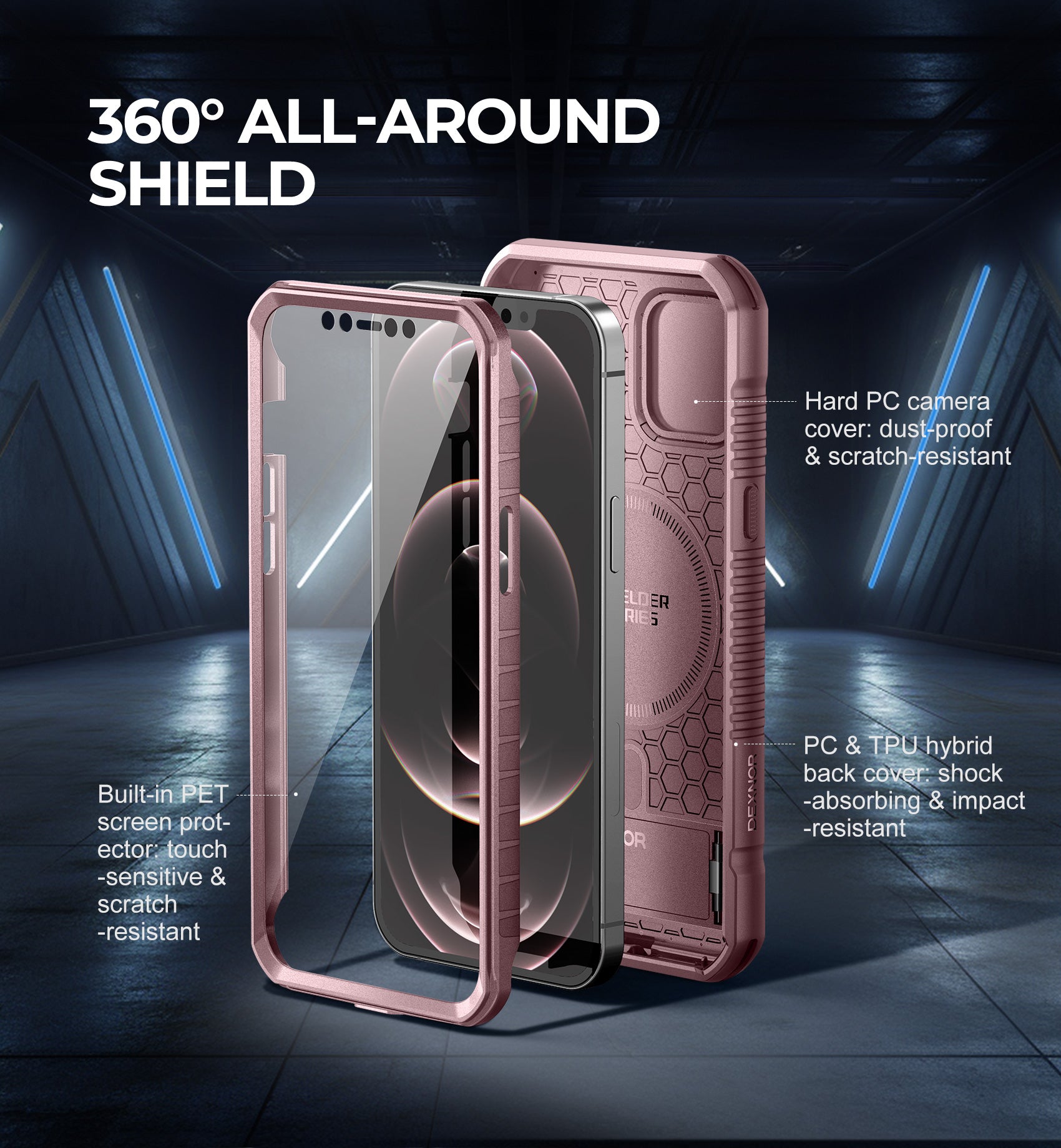 Dexnor Case for iPhone 12 Pro Max with Camera Cover Compatible with MagSafe Built-in Screen Protector Heavy-Duty Shockproof Full-Body Rugged Protective Magnetic Cover with Kickstand