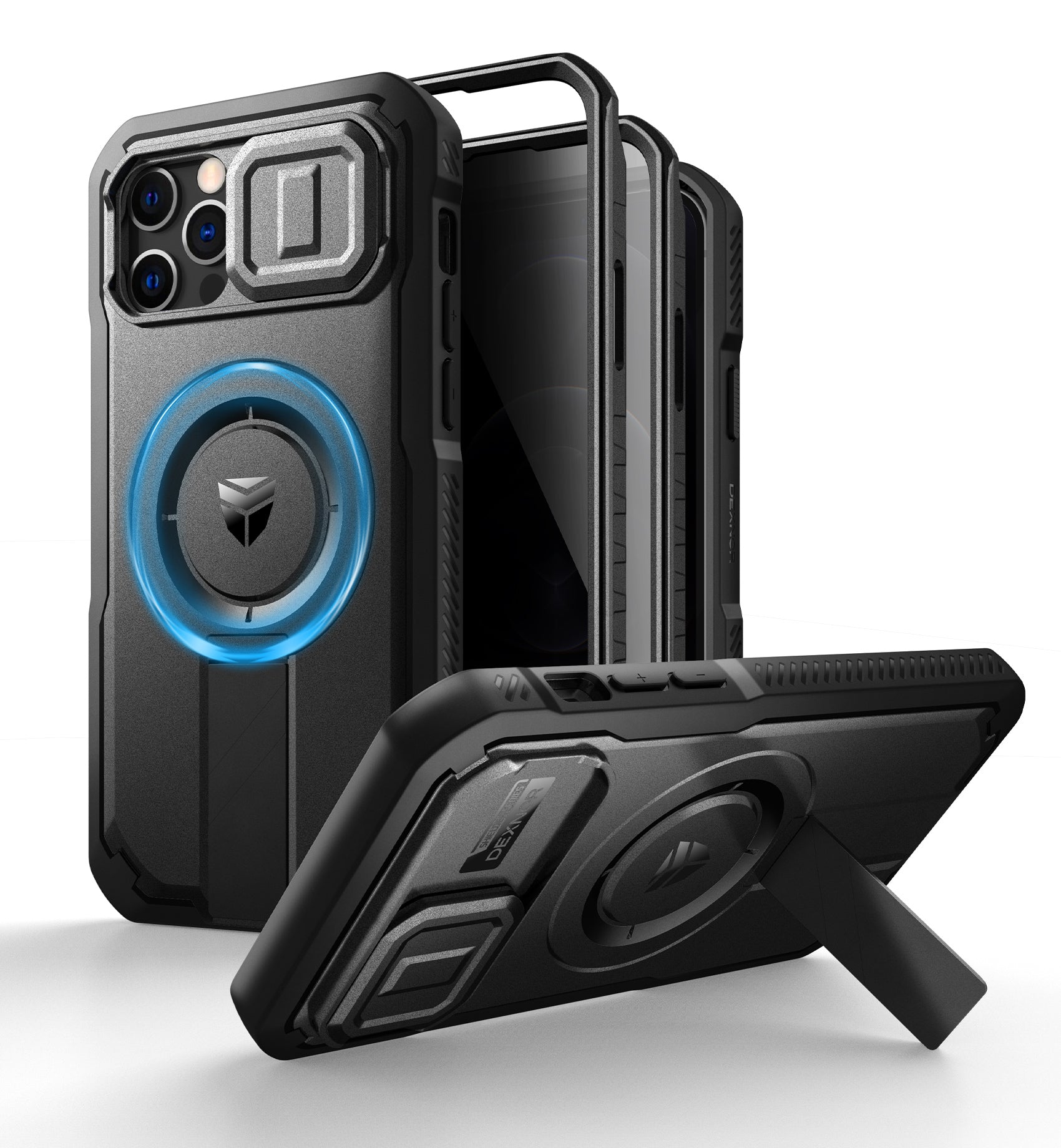 Dexnor Case for iPhone 12 with Slide Camera Cover Adjustable Kickstand Privacy Screen Protector Compatible with MagSafe 6.1 Inch