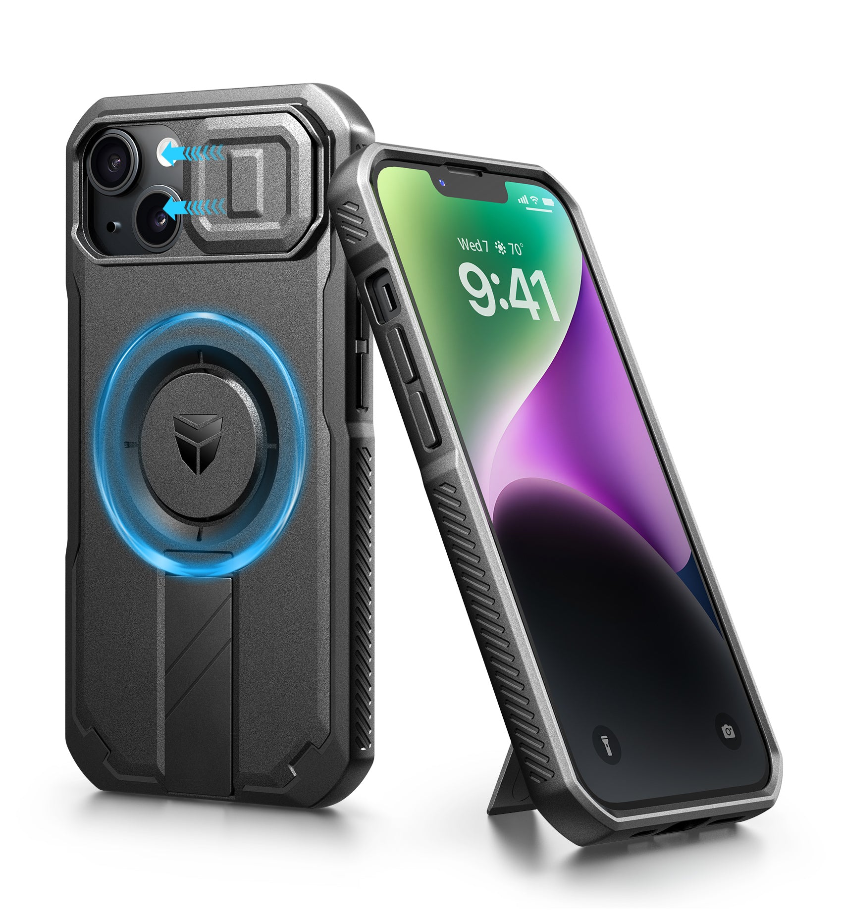 Dexnor Case for iPhone 13 with Slide Camera Cover Adjustable Kickstand Compatible with MagSafe Rugged Shockproof Bumper Heavy-Duty Magnetic Protective Cover