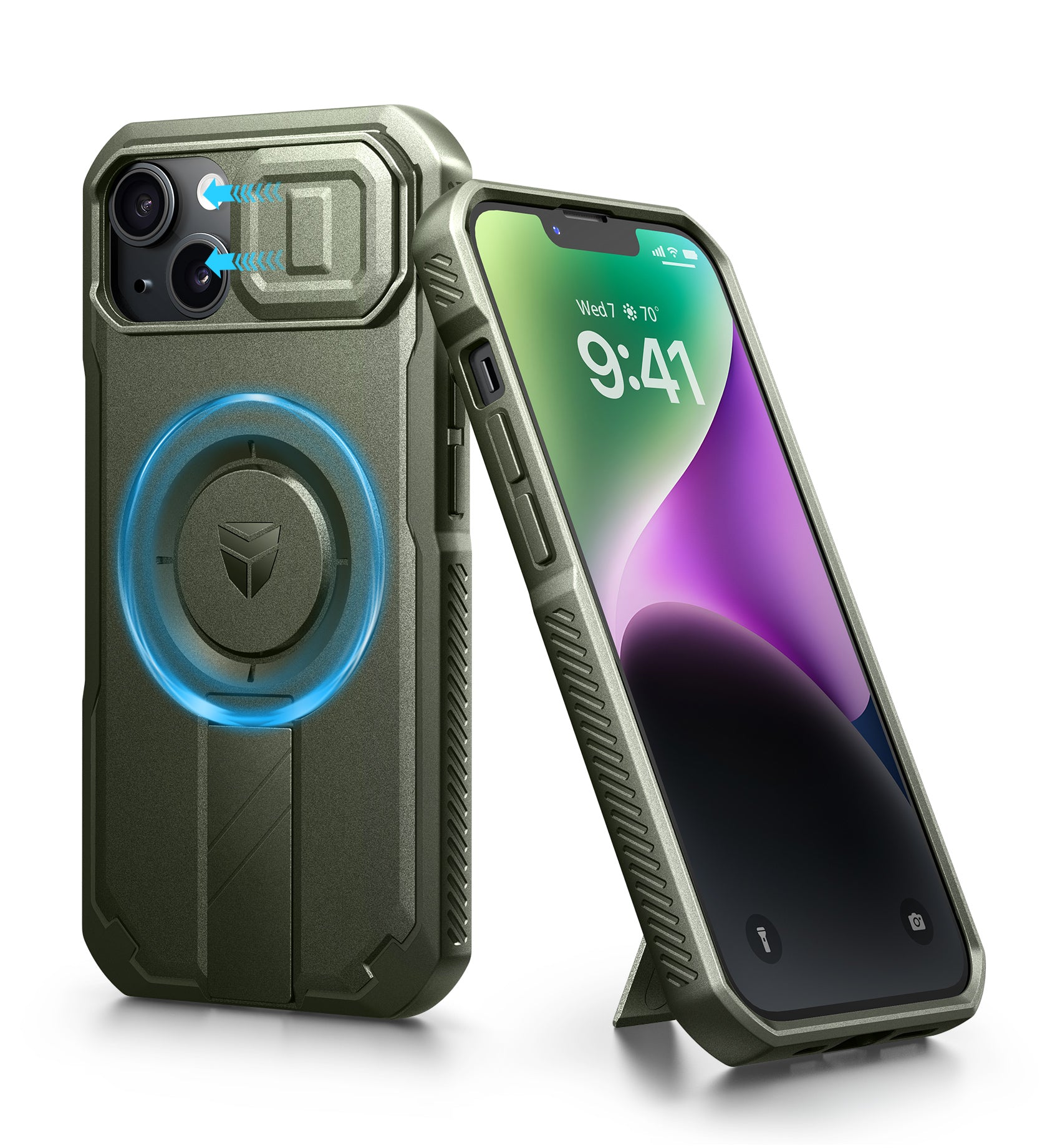 Dexnor Case for iPhone 13 with Slide Camera Cover Adjustable Kickstand Compatible with MagSafe Rugged Shockproof Bumper Heavy-Duty Magnetic Protective Cover