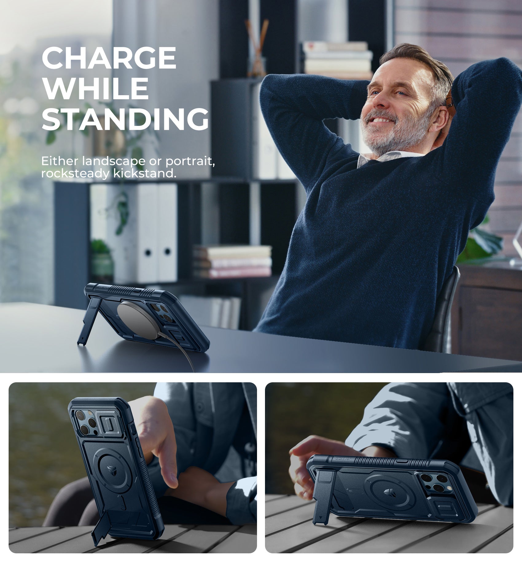 Dexnor Case for iPhone 13 Pro Max with Camera Cover Compatible with MagSafe Built-in Screen Protector Heavy-Duty Shockproof Full-Body Rugged Protective Magnetic Cover with Kickstand