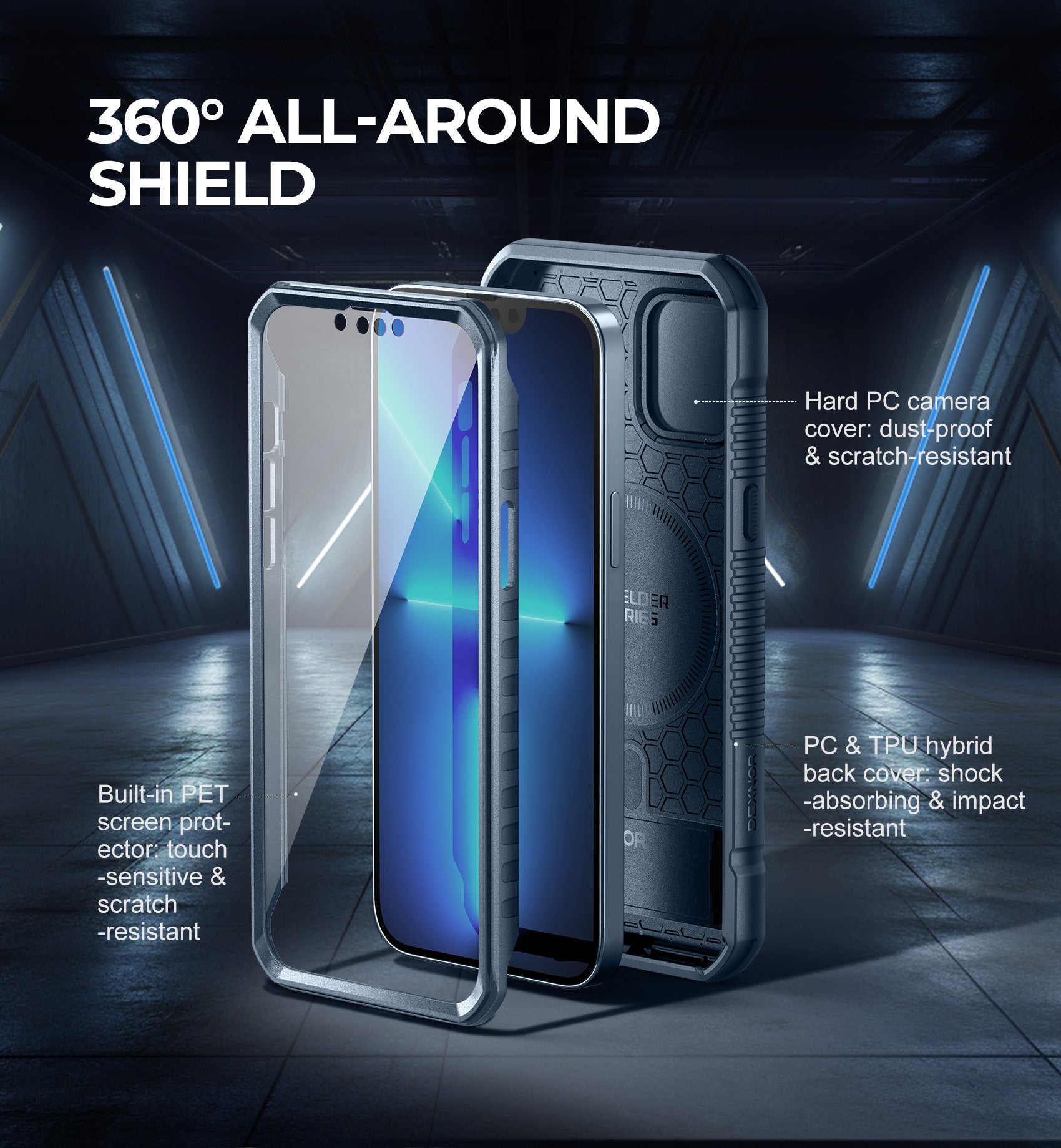 Dexnor Case for iPhone 13 Pro Max with Camera Cover Compatible with MagSafe Built-in Screen Protector Heavy-Duty Shockproof Full-Body Rugged Protective Magnetic Cover with Kickstand