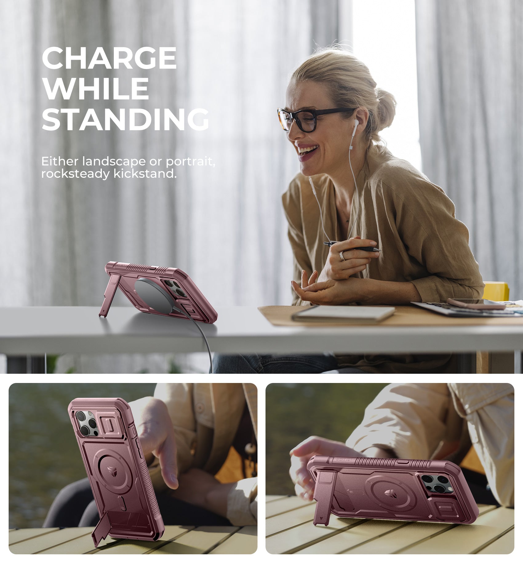 Dexnor Case for iPhone 13 Pro Max with Camera Cover Compatible with MagSafe Built-in Screen Protector Heavy-Duty Shockproof Full-Body Rugged Protective Magnetic Cover with Kickstand