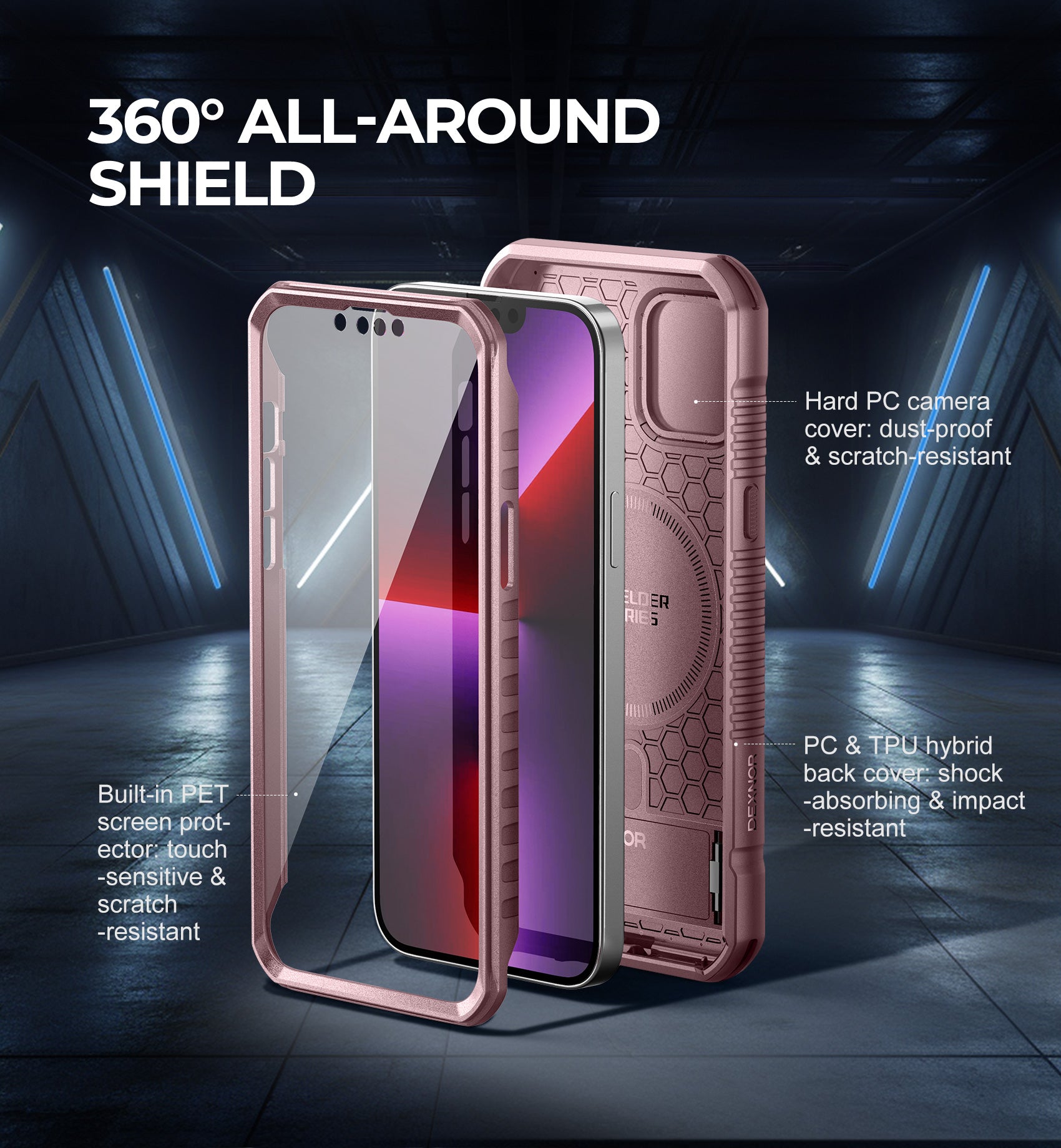 Dexnor Case for iPhone 13 Pro Max with Camera Cover Compatible with MagSafe Built-in Screen Protector Heavy-Duty Shockproof Full-Body Rugged Protective Magnetic Cover with Kickstand