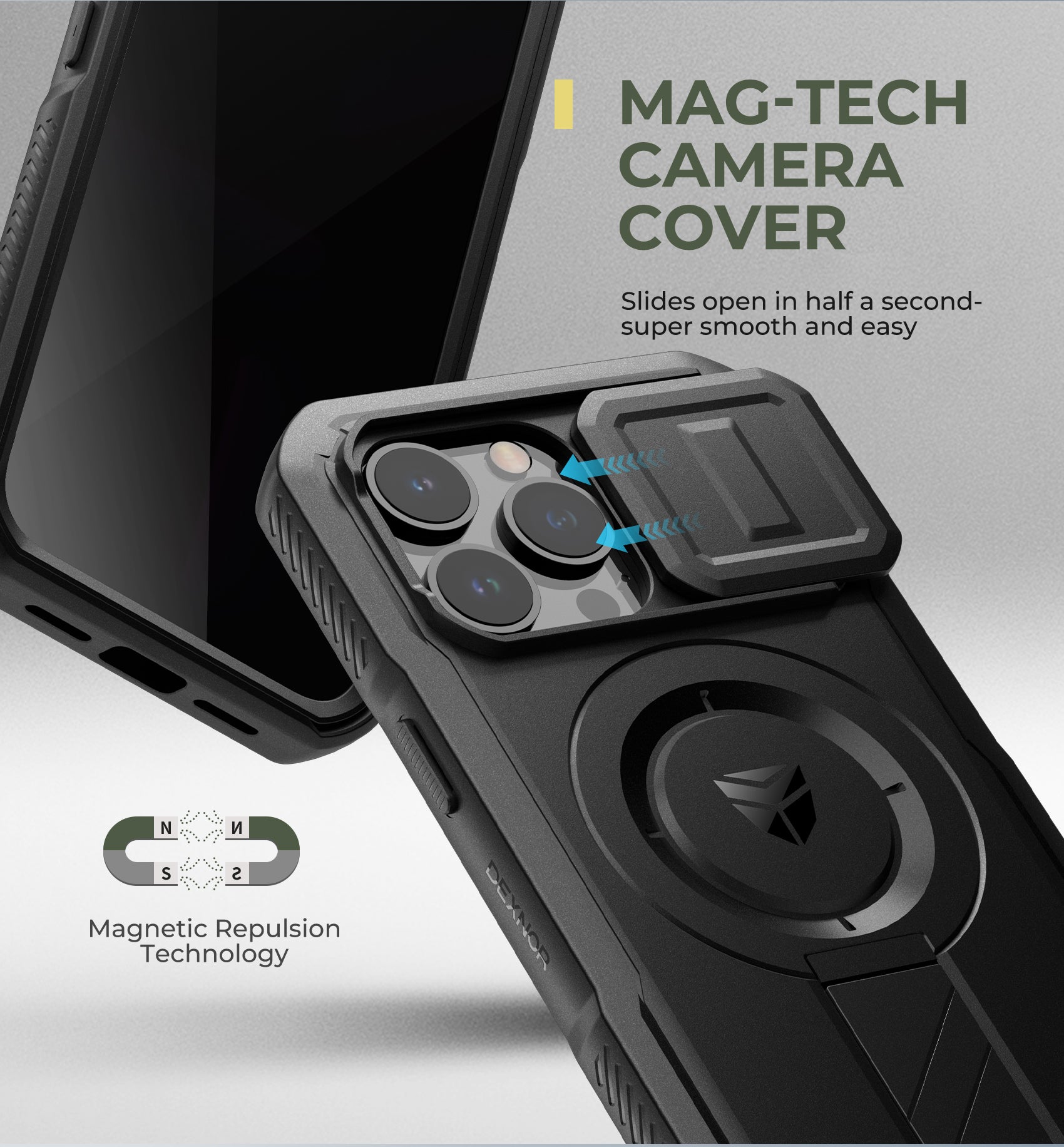Dexnor Case for iPhone 13 Pro with Slide Camera Cover Adjustable Kickstand Privacy Screen Protector Compatible with MagSafe 6.1 Inch