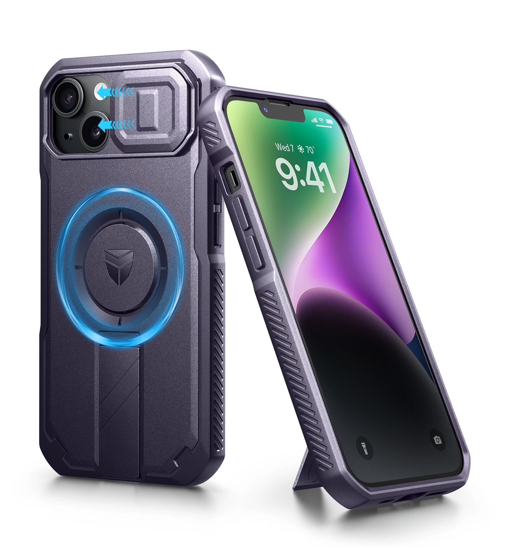 Dexnor Case for iPhone 13 with Slide Camera Cover Adjustable Kickstand Compatible with MagSafe Rugged Shockproof Bumper Heavy-Duty Magnetic Protective Cover