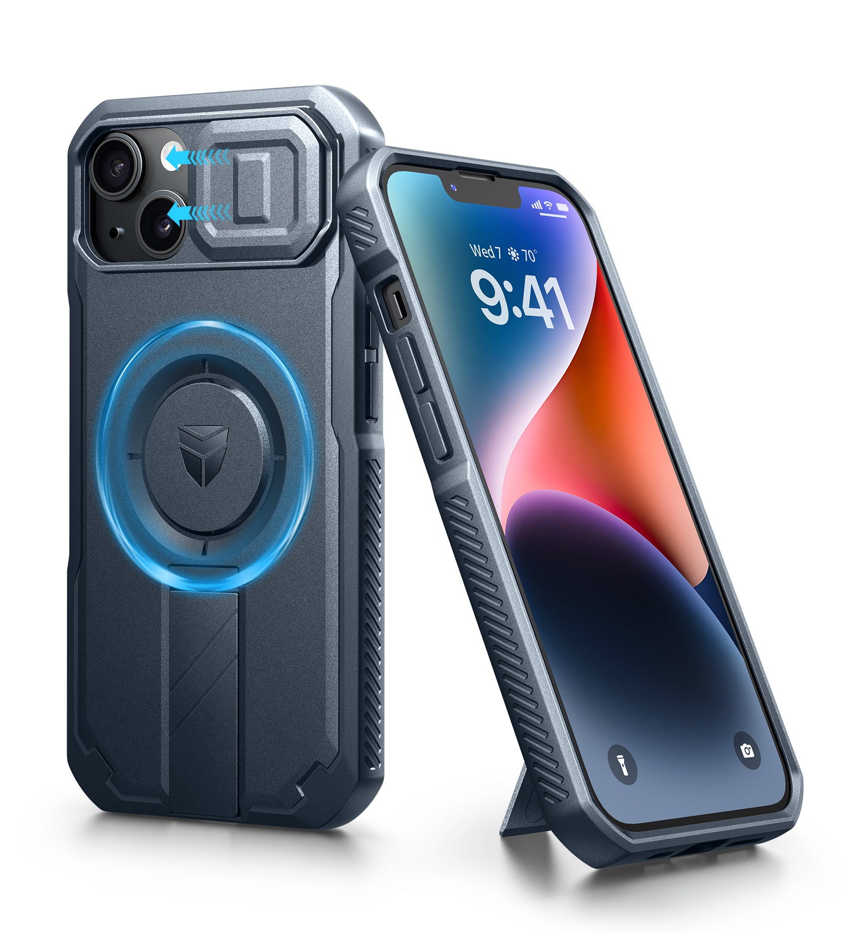 Dexnor Case for iPhone 14 with Slide Camera Cover Adjustable Kickstand Compatible with MagSafe Rugged Shockproof Bumper Heavy-Duty Magnetic Protective Cover