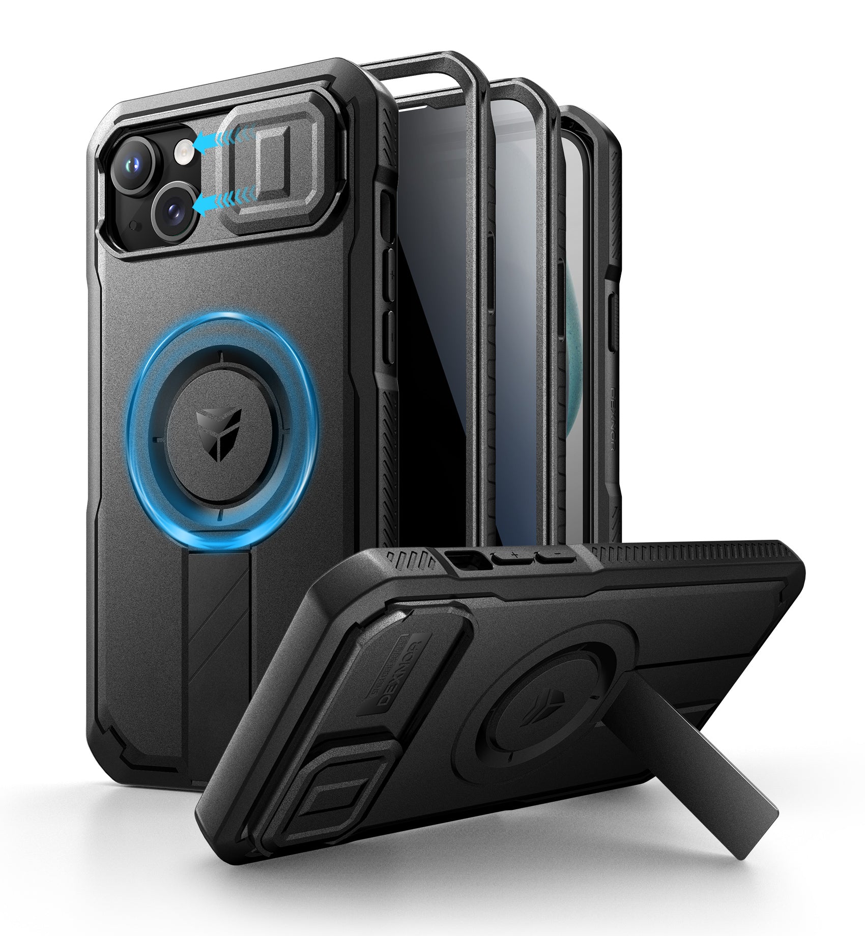 Dexnor Case for iPhone 14 Plus with Slide Camera Cover Adjustable Kickstand Privacy Screen Protector Compatible with MagSafe 6.7 Inch