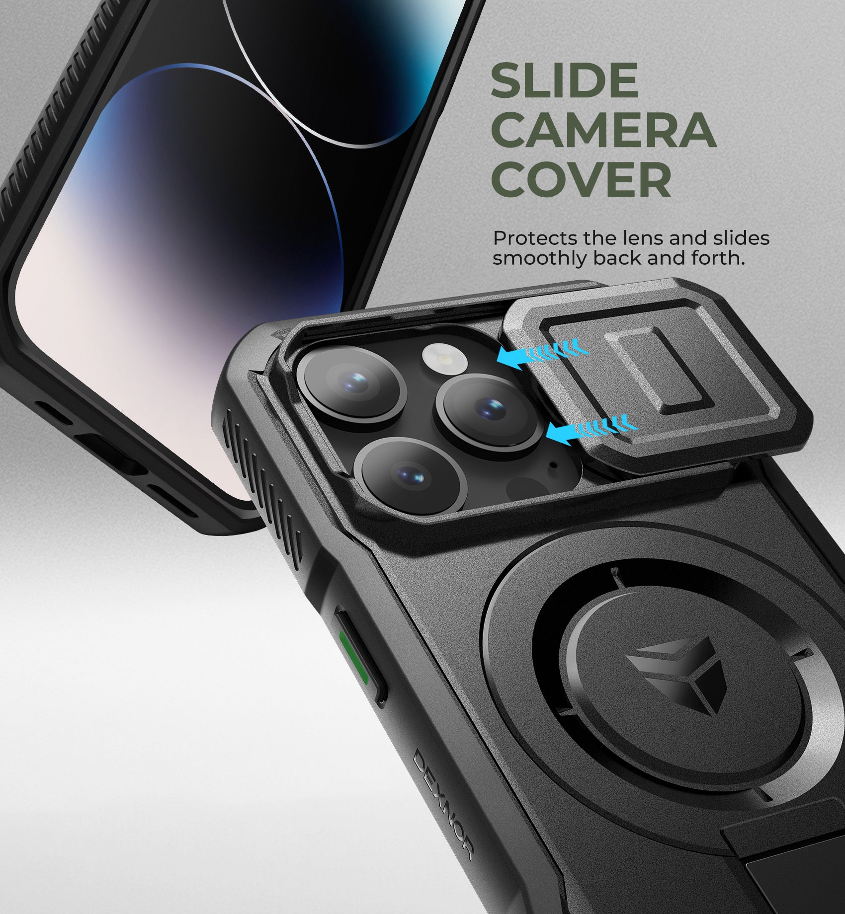 Dexnor Case for iPhone 14 Pro with Slide Camera Cover Adjustable Kickstand Compatible with MagSafe Rugged Shockproof Bumper Heavy-Duty Magnetic Protective Cover