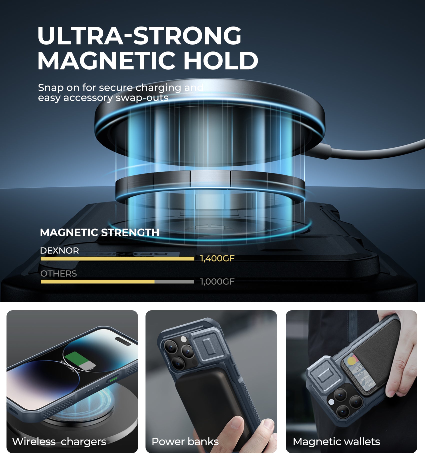 Dexnor Case for iPhone 14 Pro with Slide Camera Cover Adjustable Kickstand Compatible with MagSafe Rugged Shockproof Bumper Heavy-Duty Magnetic Protective Cover