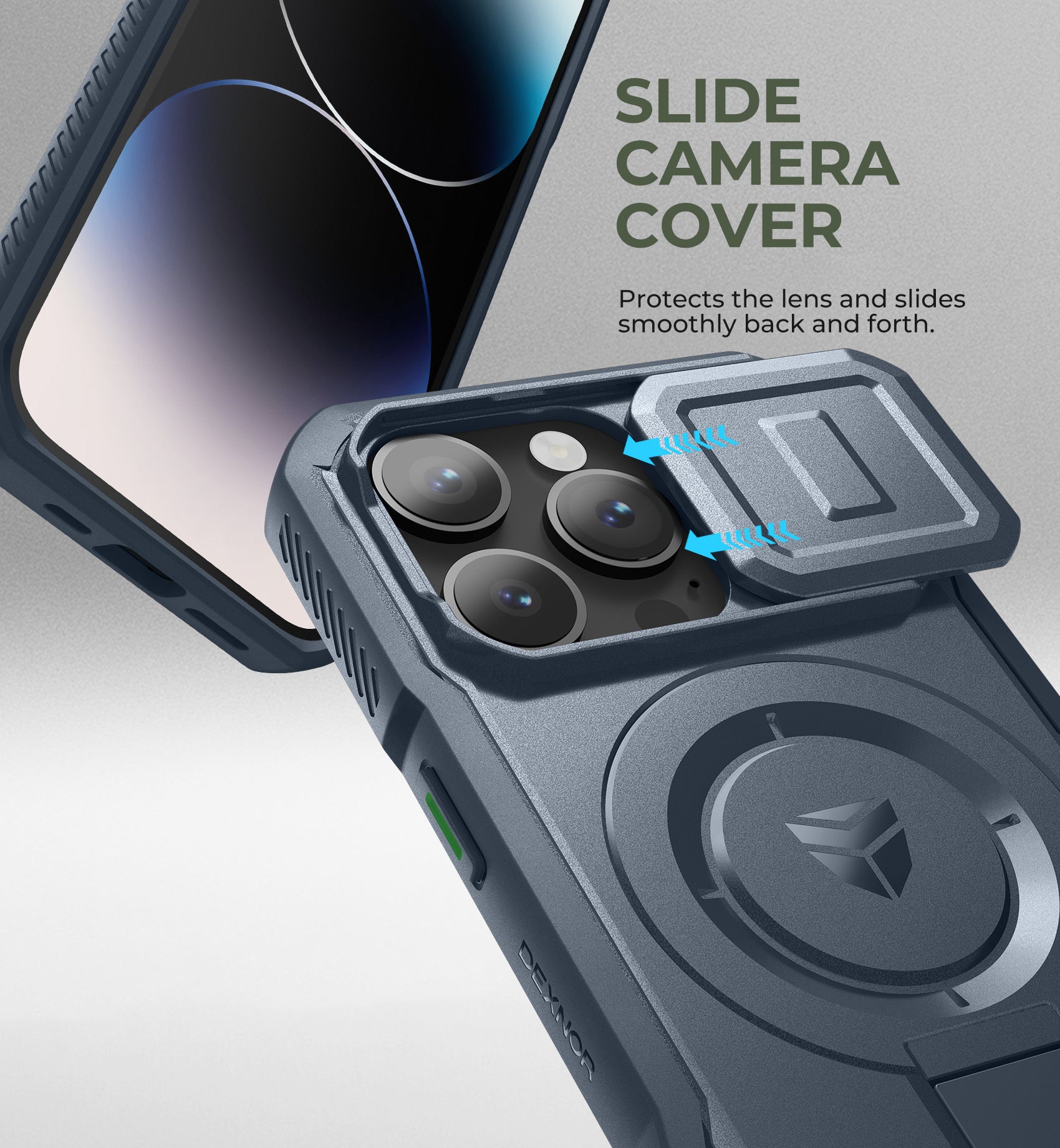 Dexnor Case for iPhone 14 Pro with Slide Camera Cover Adjustable Kickstand Compatible with MagSafe Rugged Shockproof Bumper Heavy-Duty Magnetic Protective Cover