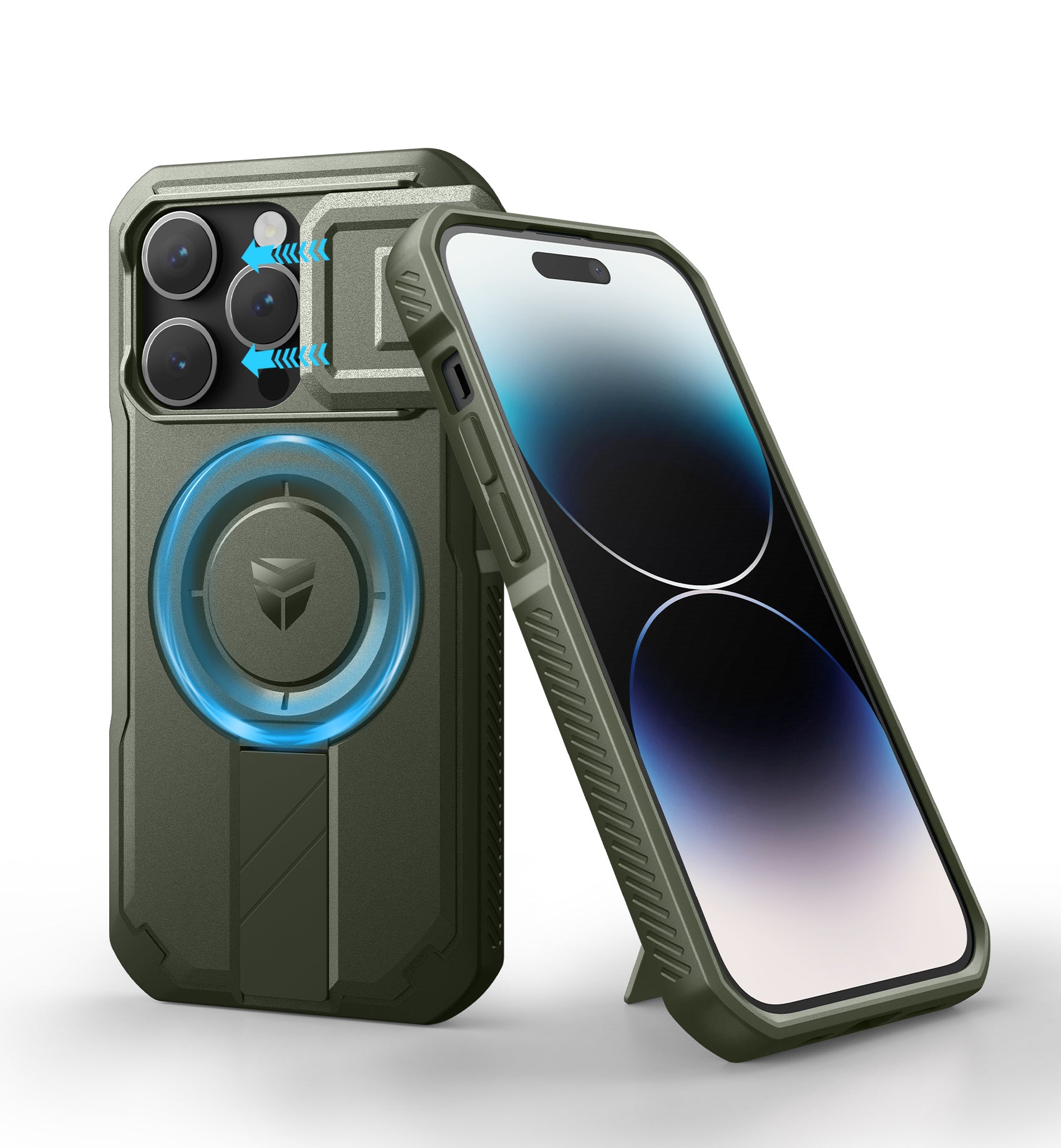 Dexnor Case for iPhone 14 Pro with Slide Camera Cover Adjustable Kickstand Compatible with MagSafe Rugged Shockproof Bumper Heavy-Duty Magnetic Protective Cover