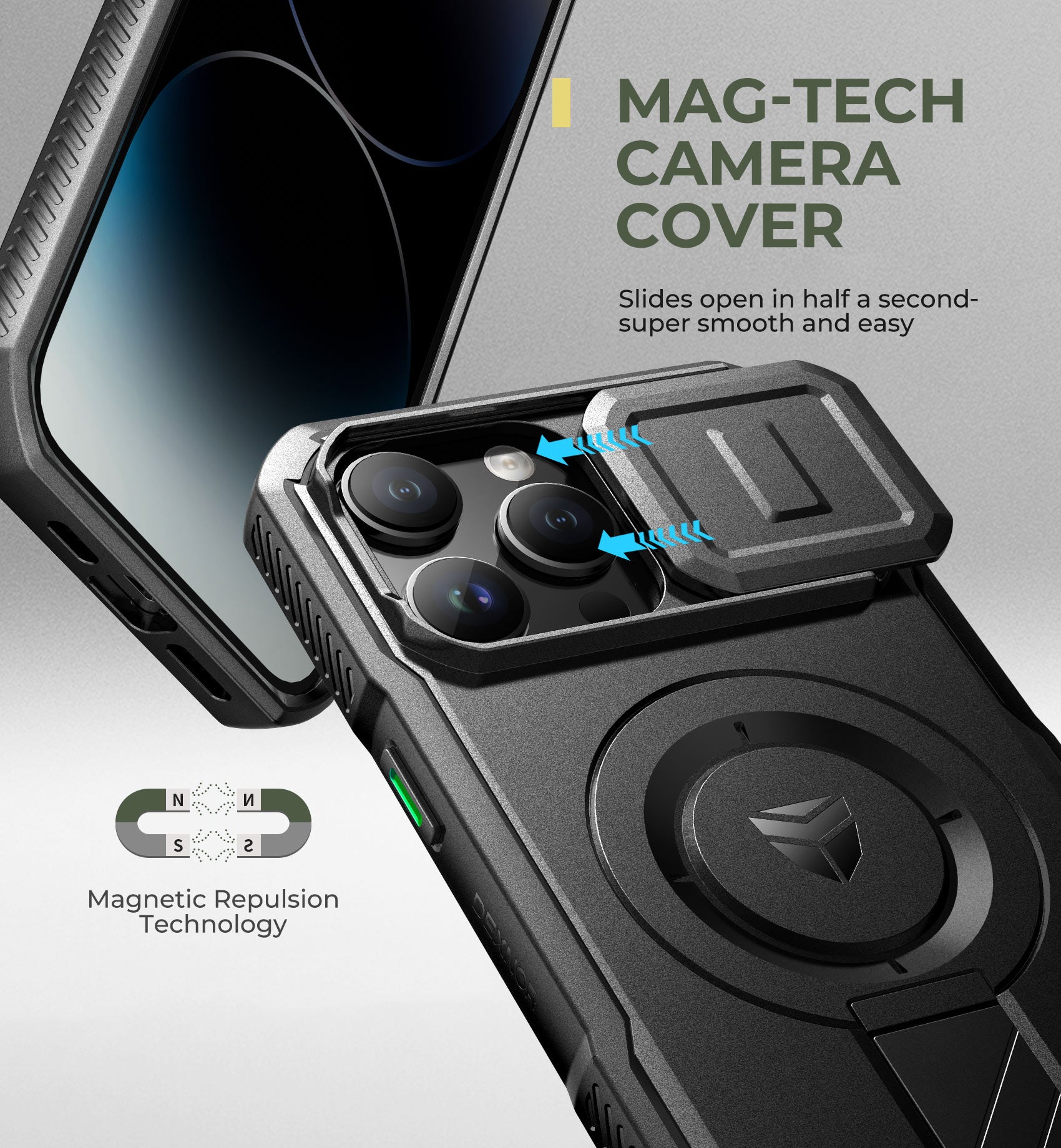 Dexnor Case for iPhone 14 Pro Max with Slide Camera Cover Adjustable Kickstand Compatible with MagSafe Rugged Shockproof Bumper Heavy-Duty Magnetic Protective Cover
