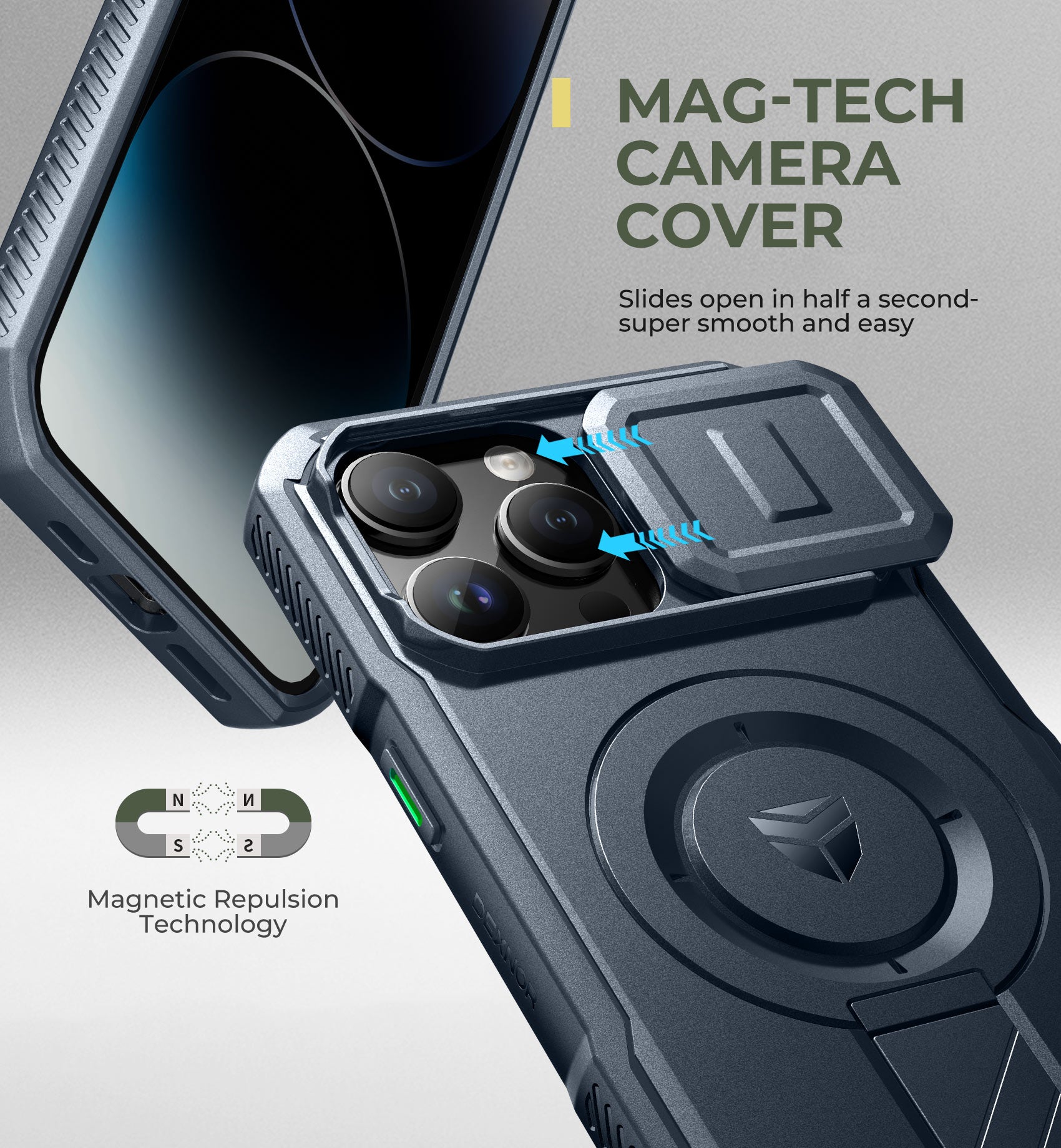Dexnor Case for iPhone 14 Pro Max with Slide Camera Cover Adjustable Kickstand Compatible with MagSafe Rugged Shockproof Bumper Heavy-Duty Magnetic Protective Cover