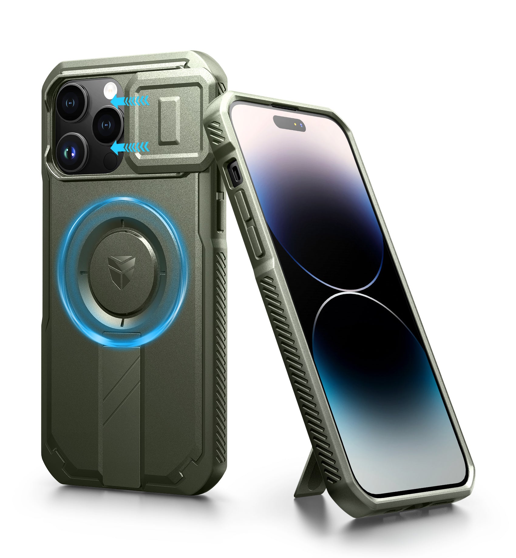 Dexnor Case for iPhone 14 Pro Max with Slide Camera Cover Adjustable Kickstand Compatible with MagSafe Rugged Shockproof Bumper Heavy-Duty Magnetic Protective Cover