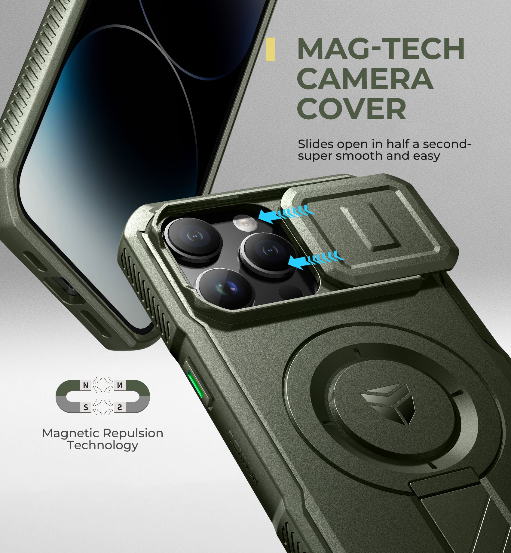 Dexnor Case for iPhone 14 Pro Max with Slide Camera Cover Adjustable Kickstand Compatible with MagSafe Rugged Shockproof Bumper Heavy-Duty Magnetic Protective Cover