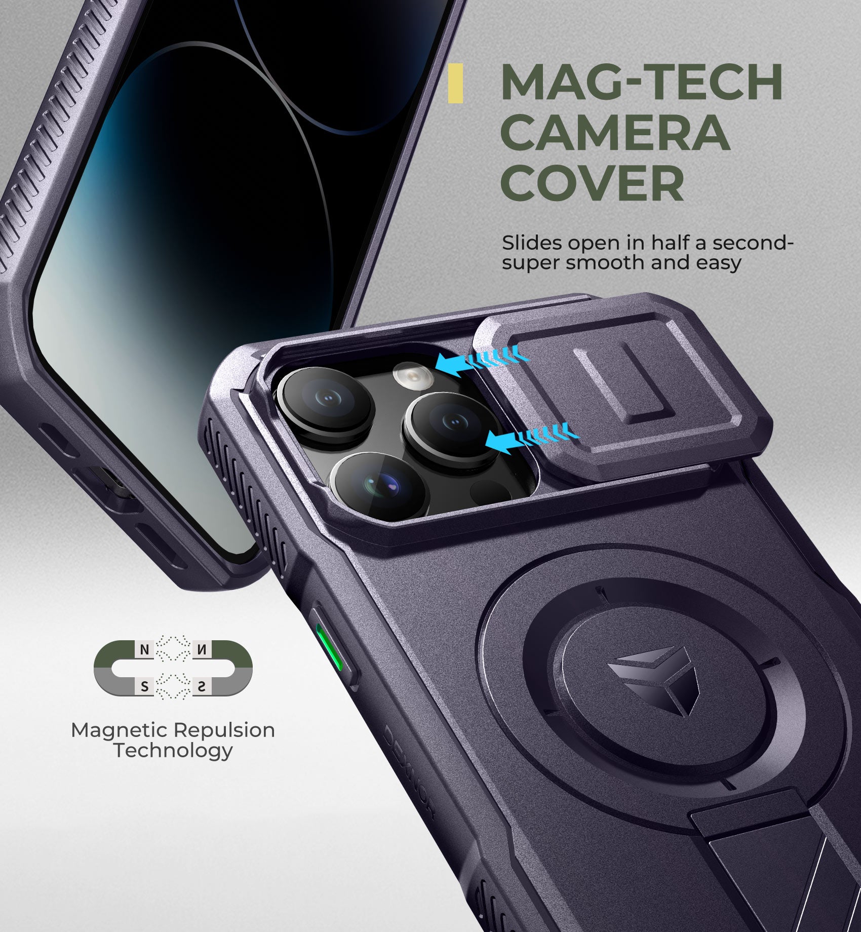 Dexnor Case for iPhone 14 Pro Max with Slide Camera Cover Adjustable Kickstand Compatible with MagSafe Rugged Shockproof Bumper Heavy-Duty Magnetic Protective Cover