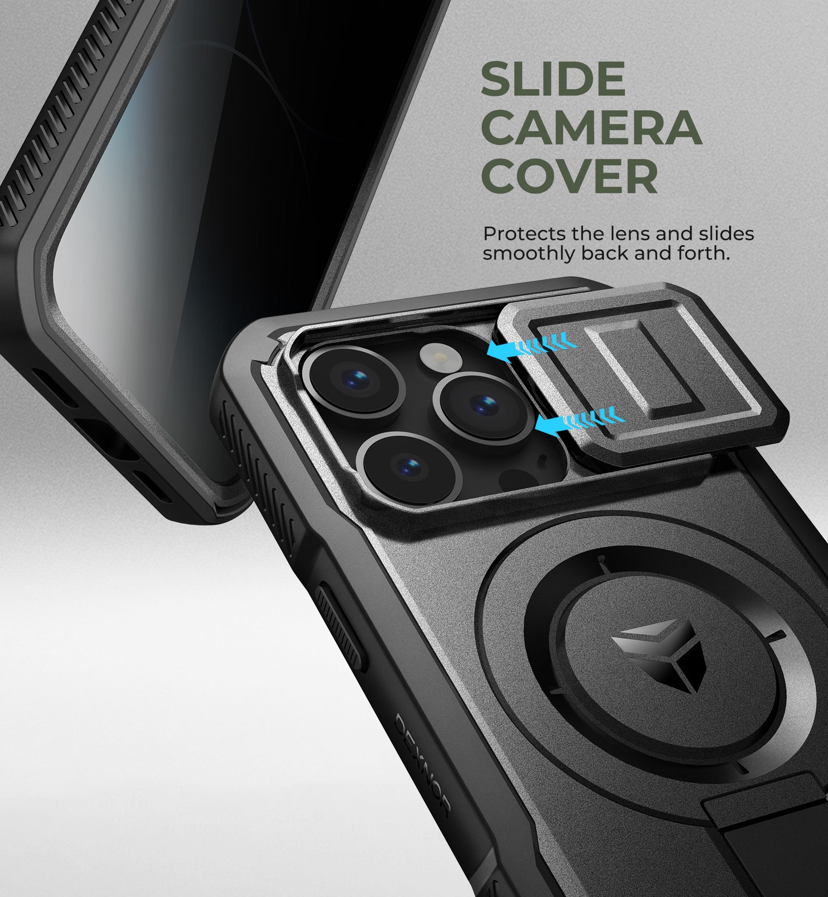 Dexnor Case for iPhone 14 Pro with Slide Camera Cover Adjustable Kickstand Privacy Screen Protector Compatible with MagSafe 6.1 Inch