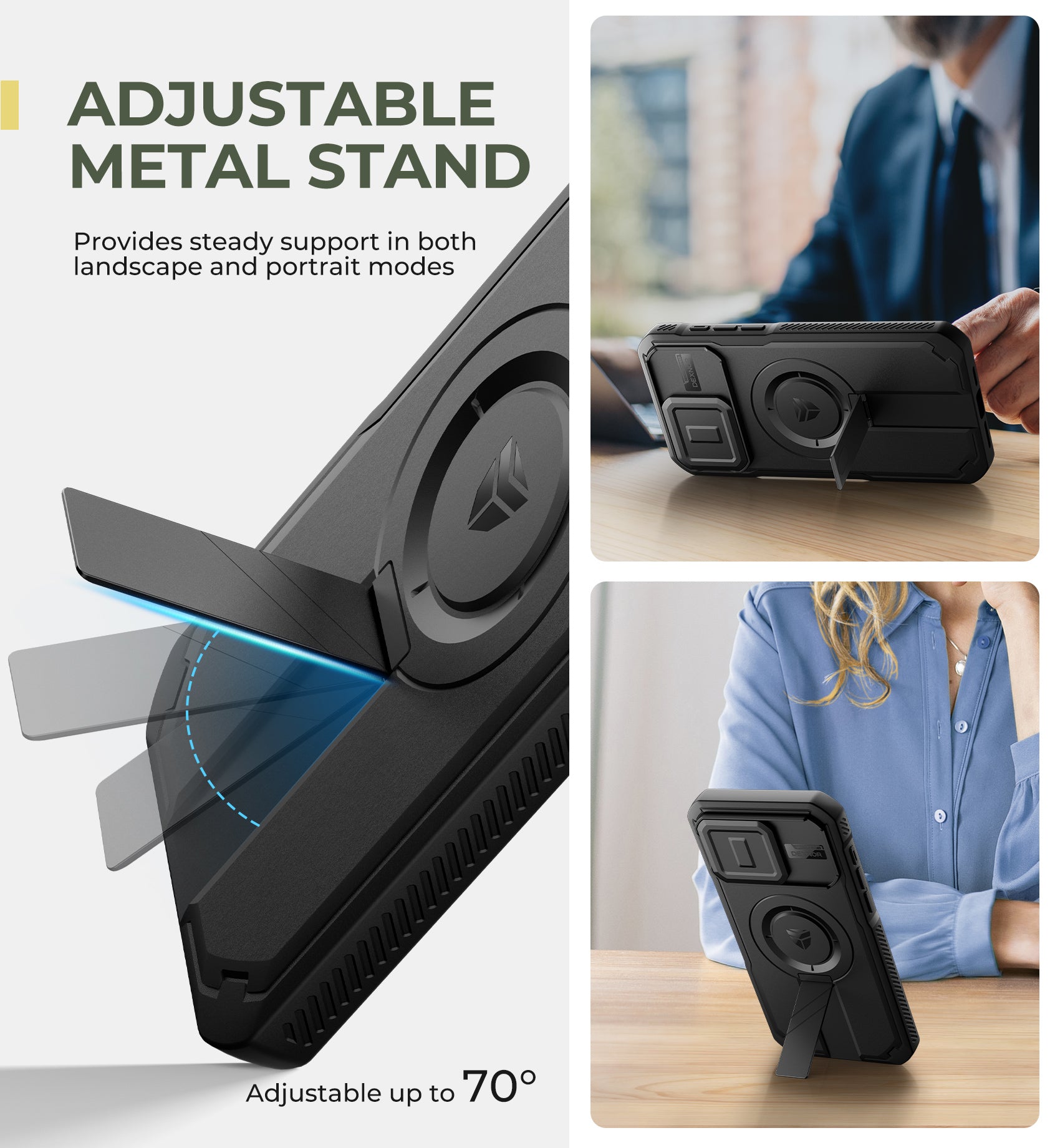 Dexnor Case for iPhone 15 Pro Max with Slide Camera Cover Adjustable Kickstand Compatible with MagSafe Rugged Shockproof Bumper Heavy-Duty Magnetic Protective Cover 6.7 inch
