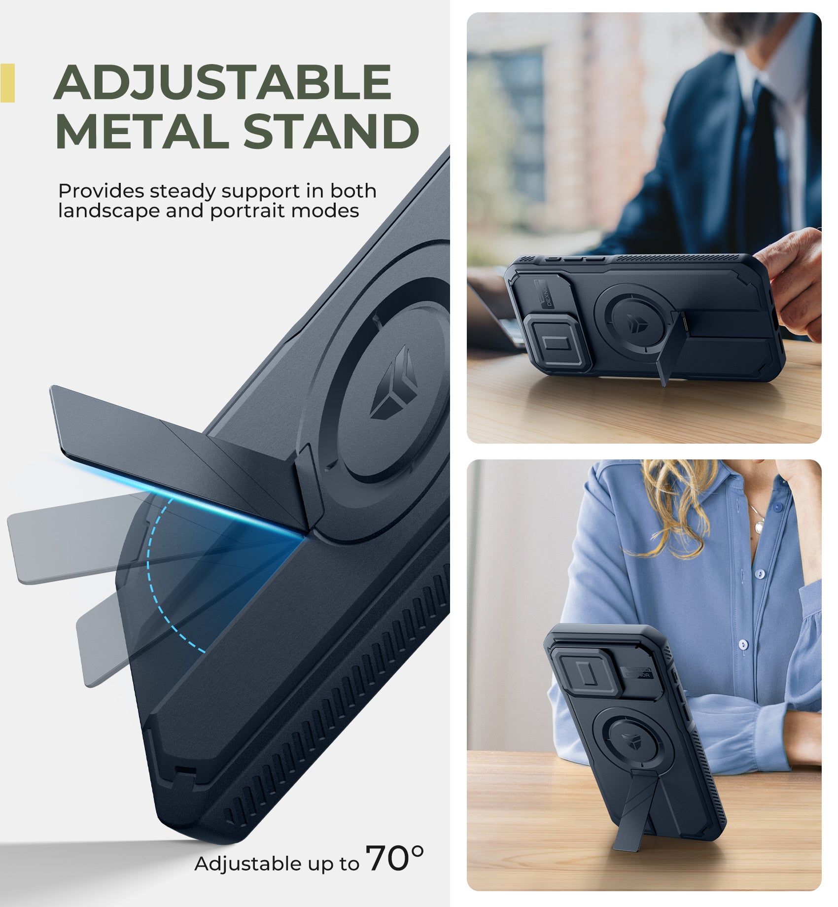 Dexnor Case for iPhone 15 Pro Max with Slide Camera Cover Adjustable Kickstand Compatible with MagSafe Rugged Shockproof Bumper Heavy-Duty Magnetic Protective Cover 6.7 inch