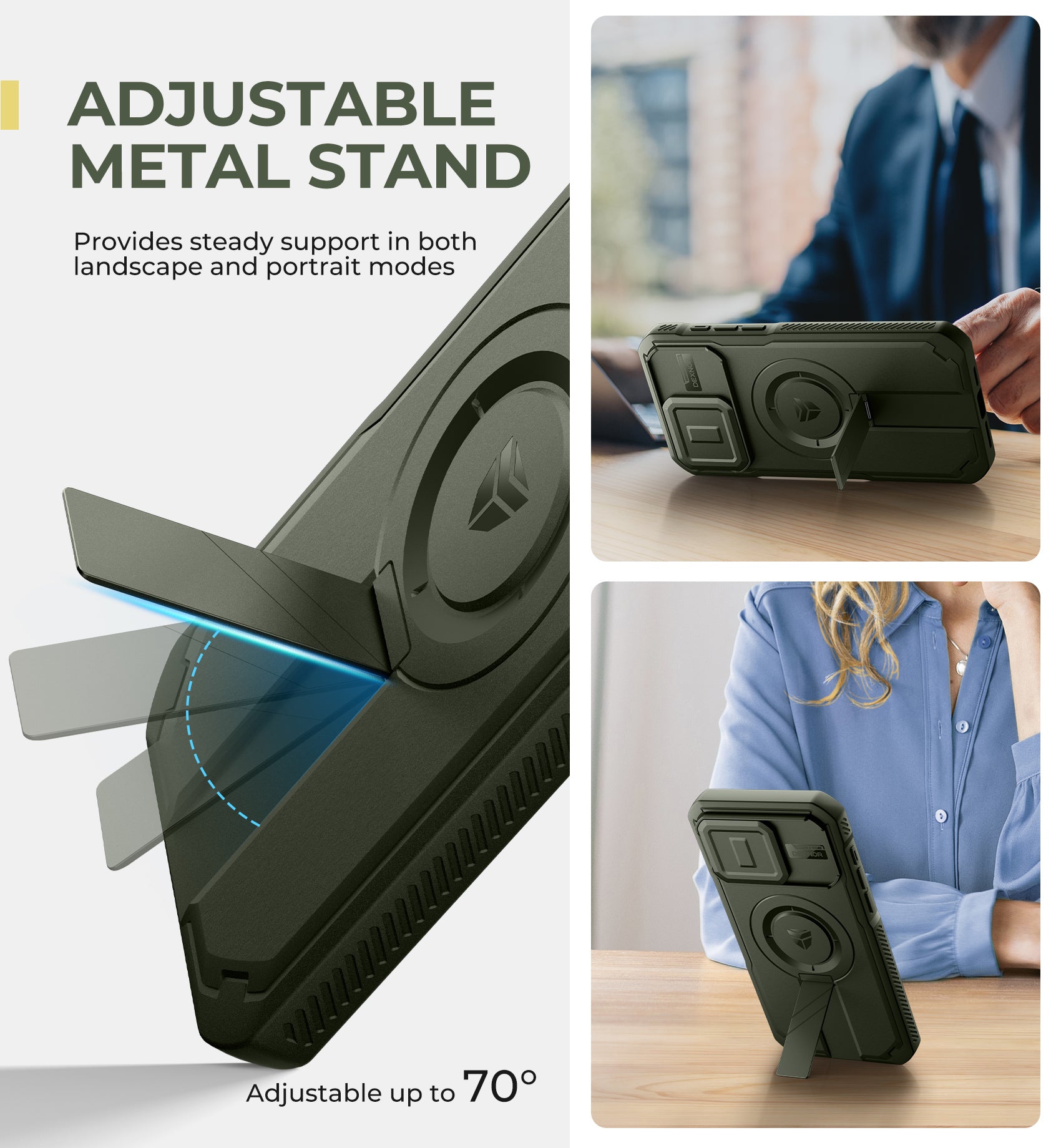 Dexnor Case for iPhone 15 Pro Max with Slide Camera Cover Adjustable Kickstand Compatible with MagSafe Rugged Shockproof Bumper Heavy-Duty Magnetic Protective Cover 6.7 inch