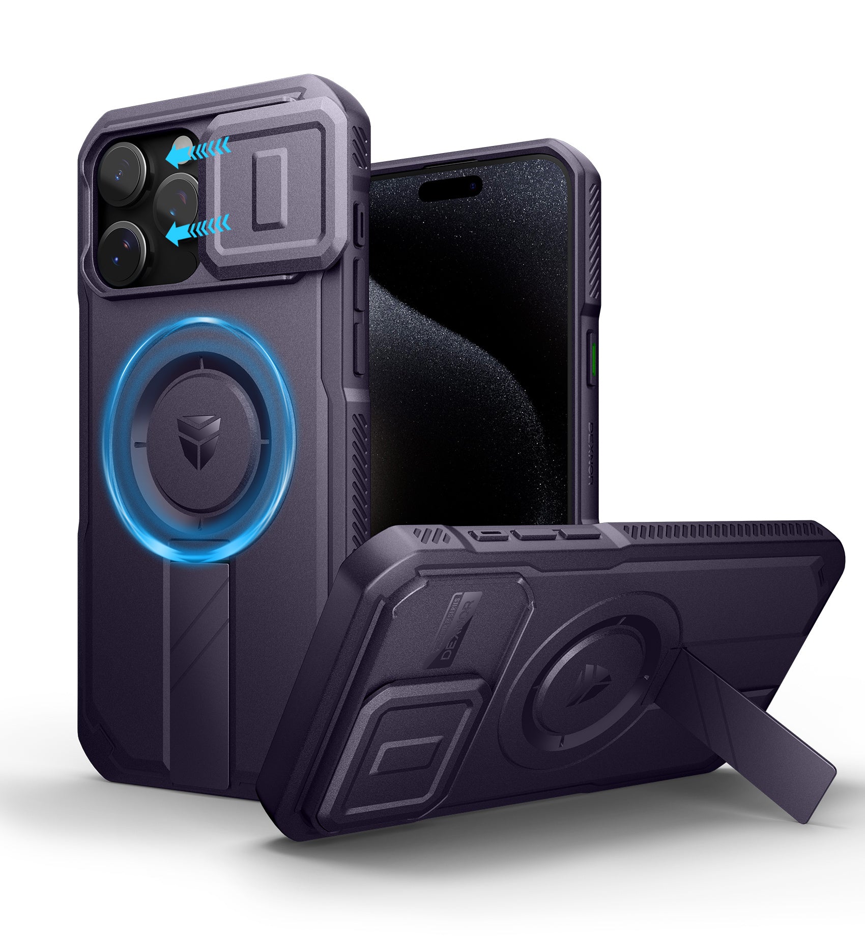 Dexnor Case for iPhone 15 Pro Max with Slide Camera Cover Adjustable Kickstand Compatible with MagSafe Rugged Shockproof Bumper Heavy-Duty Magnetic Protective Cover 6.7 inch