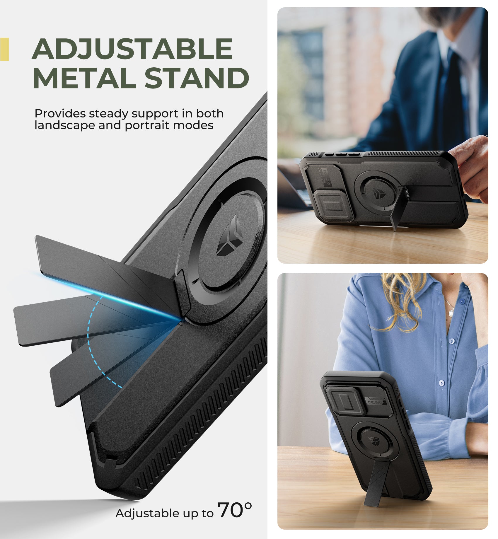 Dexnor Case for iPhone 15 Pro Max with Slide Camera Cover Adjustable Kickstand Privacy Screen Protector Compatible with MagSafe Magnetic Protective Cover 6.7 Inch