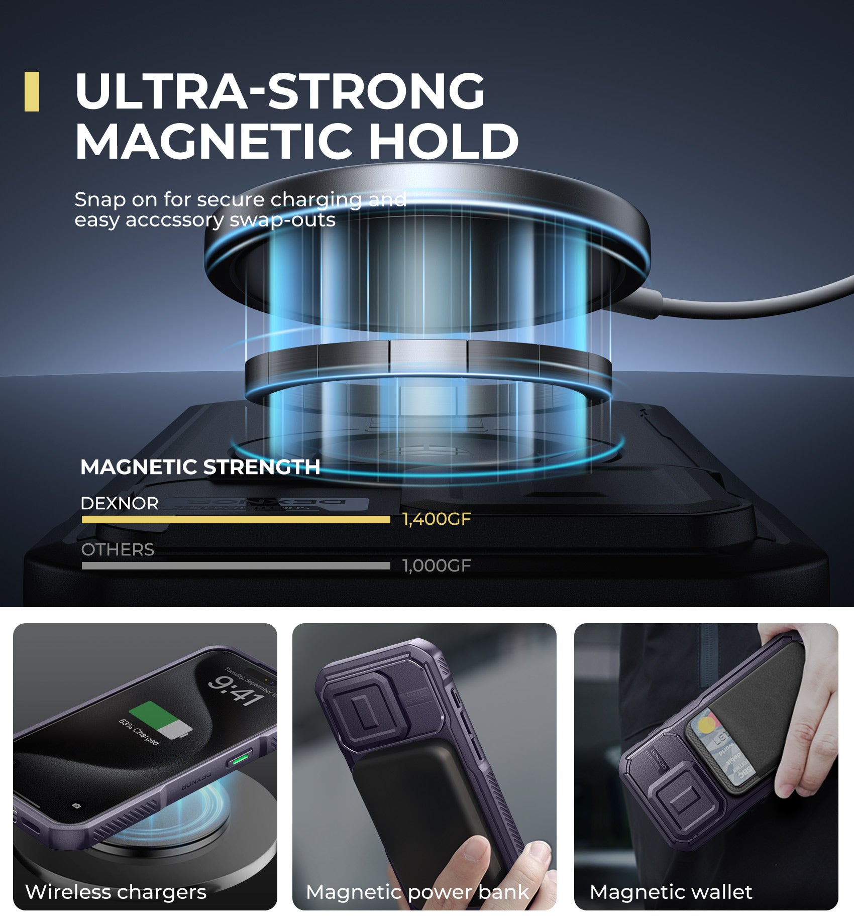 Dexnor Case for iPhone 15 Pro with Slide Camera Cover Adjustable Kickstand Compatible with MagSafe Rugged Shockproof Bumper Heavy-Duty Magnetic Protective Cover 6.1 inch
