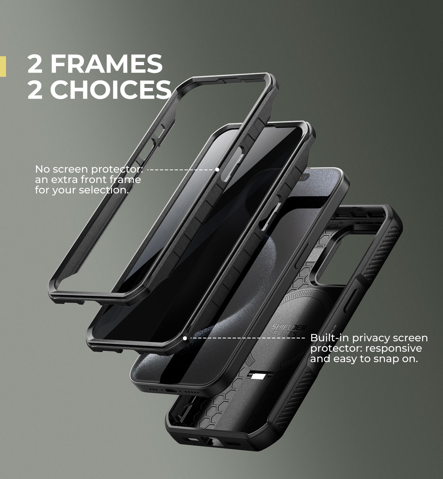 Dexnor Case for iPhone 15 Pro with Slide Camera Cover Adjustable Kickstand Privacy Screen Protector Compatible with MagSafe 6.1 Inch