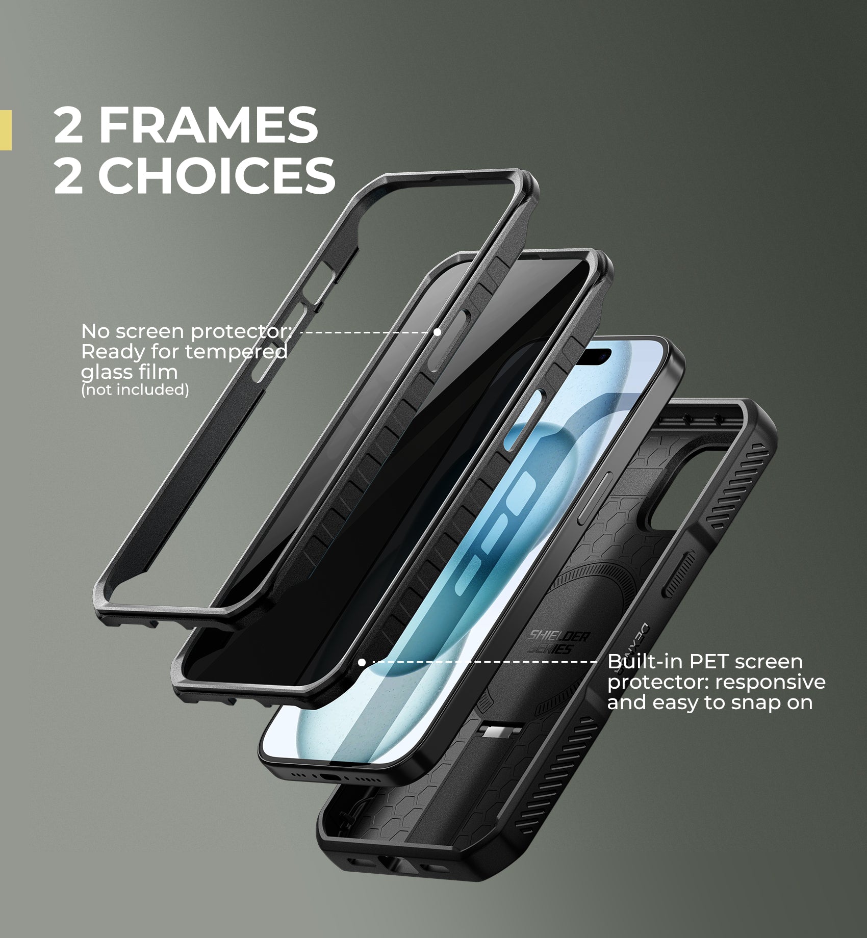 Dexnor Case for iPhone 15 with Slide Camera Cover Adjustable Kickstand Privacy Screen Protector Compatible with MagSafe Rugged Bumper Heavy-Duty Magnetic Protective Cover 6.1 Inch