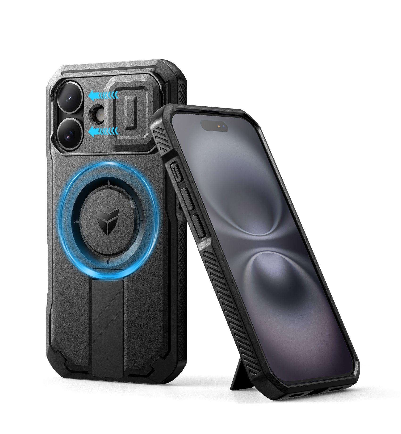 Dexnor Case for iPhone 16 with Slide Camera Cover Adjustable Kickstand Rugged Shockproof Bumper Heavy-Duty Magnetic Protective Cover