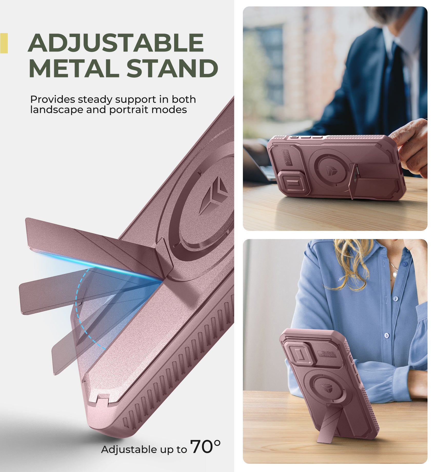 Dexnor Case for iPhone 16 with Slide Camera Cover Adjustable Kickstand Rugged Shockproof Bumper Heavy-Duty Magnetic Protective Cover