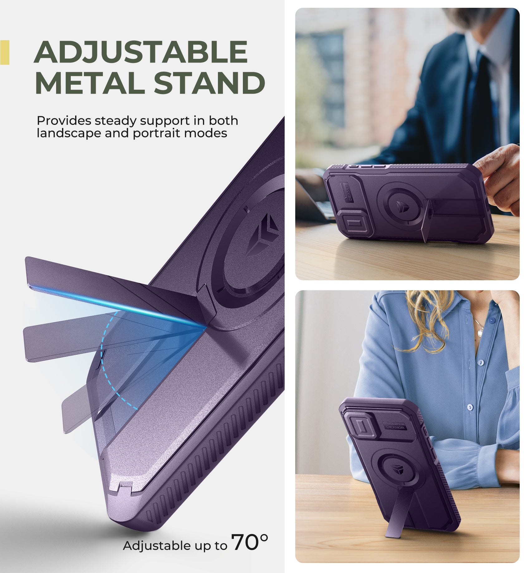 Dexnor Case for iPhone 16 Plus with Slide Camera Cover Adjustable Kickstand Magnetic Rugged Shockproof Bumper Heavy-Duty Mangetic Protective Cover