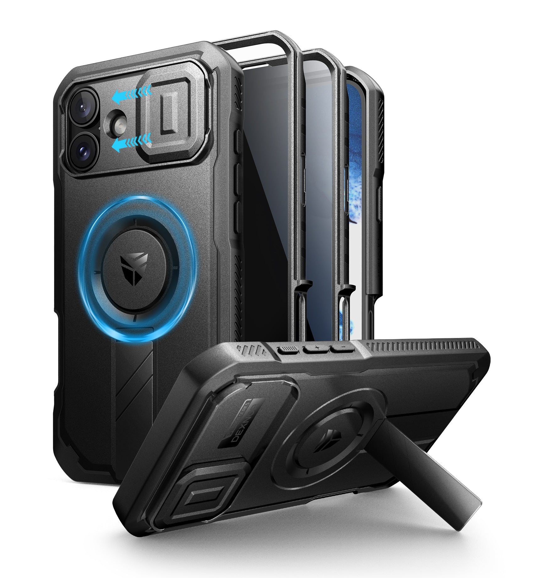 Dexnor Casefor iPhone 16 Plus with Slide Camera Cover Adjustable Kickstand Privacy Screen Protector Compatible with MagSafe Rugged Bumper Magnetic Protective Cover 6.7 Inch